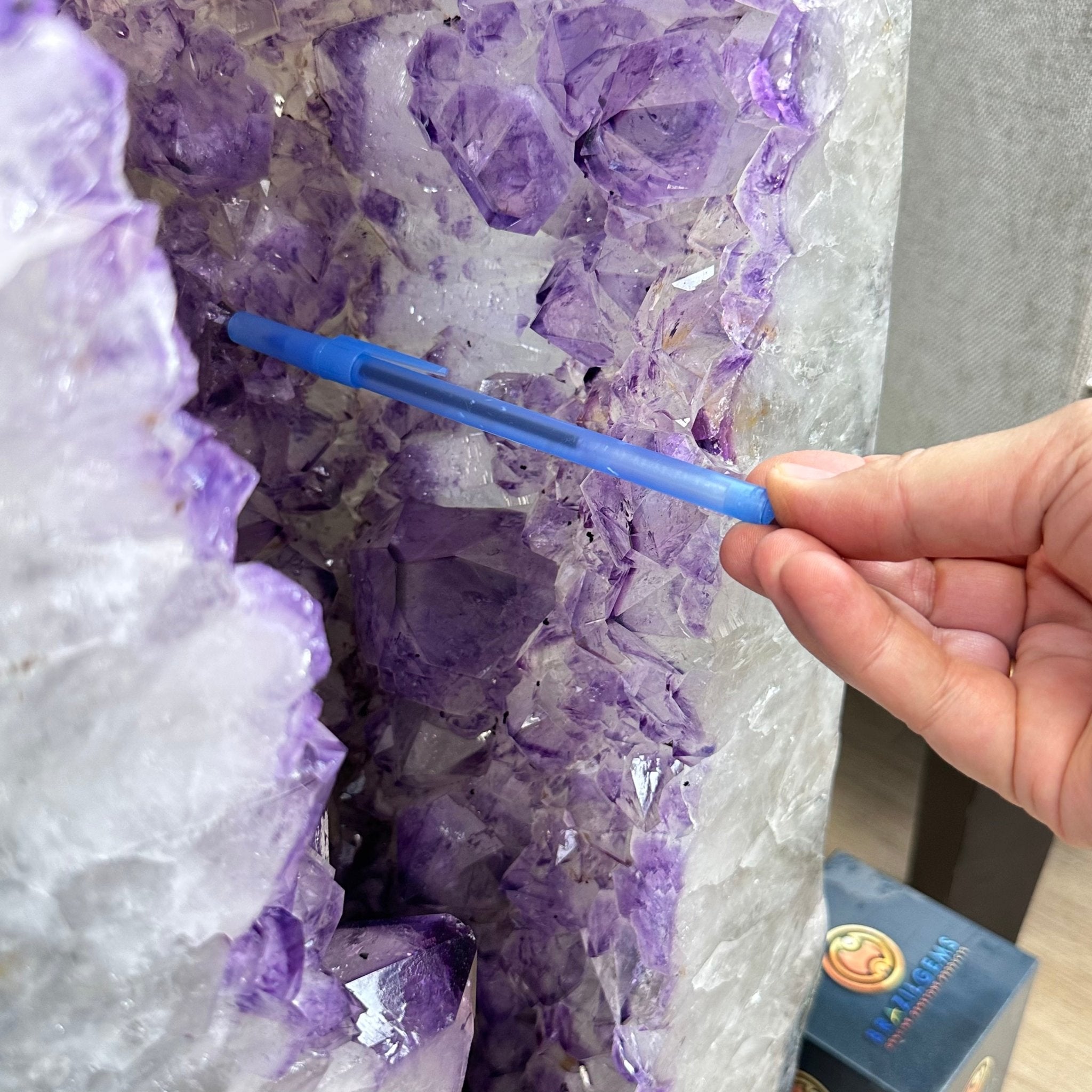 Extra Plus Quality Polished Brazilian Amethyst Cathedral, 148.2 lbs & 37.5" tall Model #5602-0183 by Brazil Gems - Brazil GemsBrazil GemsExtra Plus Quality Polished Brazilian Amethyst Cathedral, 148.2 lbs & 37.5" tall Model #5602-0183 by Brazil GemsPolished Cathedrals5602-0183