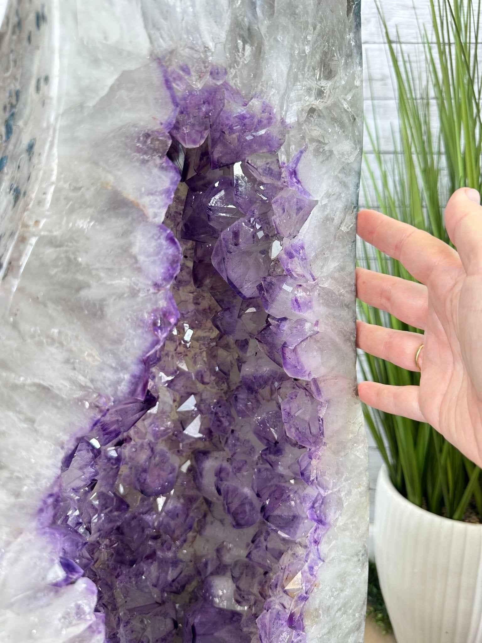 Extra Plus Quality Polished Brazilian Amethyst Cathedral, 148.2 lbs & 37.5" tall Model #5602-0183 by Brazil Gems - Brazil GemsBrazil GemsExtra Plus Quality Polished Brazilian Amethyst Cathedral, 148.2 lbs & 37.5" tall Model #5602-0183 by Brazil GemsPolished Cathedrals5602-0183