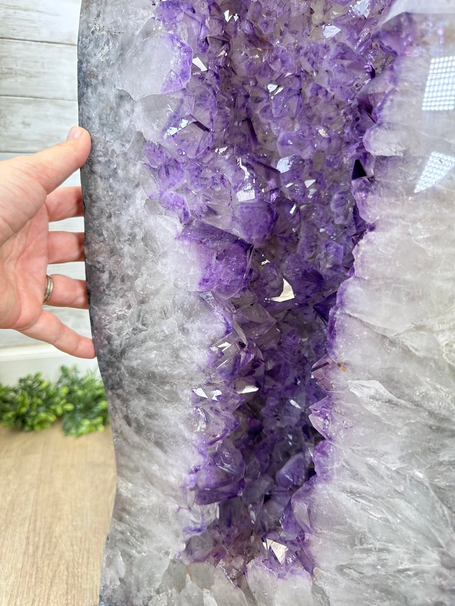 Extra Plus Quality Polished Brazilian Amethyst Cathedral, 148.2 lbs & 37.5" tall Model #5602-0183 by Brazil Gems - Brazil GemsBrazil GemsExtra Plus Quality Polished Brazilian Amethyst Cathedral, 148.2 lbs & 37.5" tall Model #5602-0183 by Brazil GemsPolished Cathedrals5602-0183