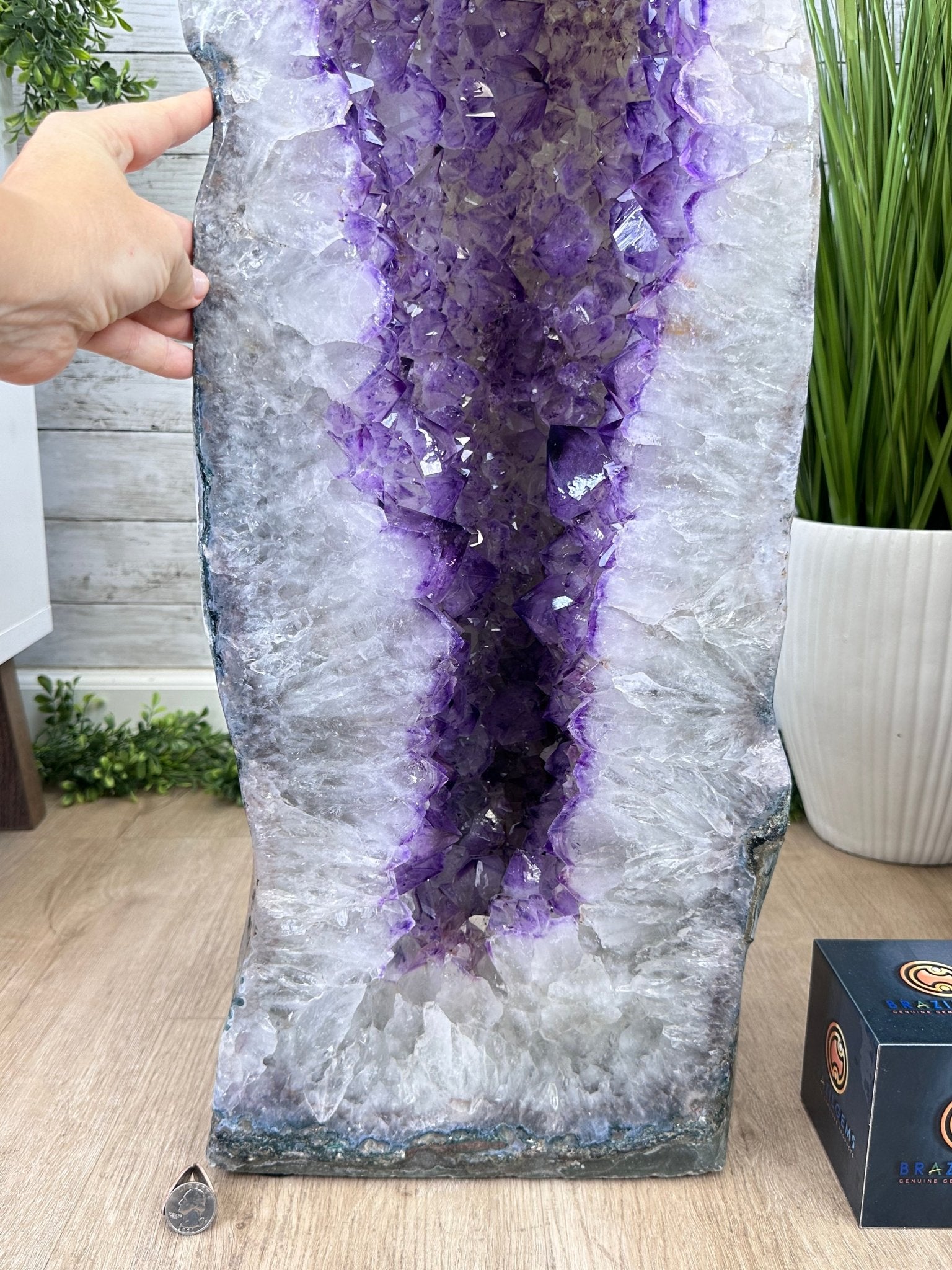 Extra Plus Quality Polished Brazilian Amethyst Cathedral, 148.2 lbs & 37.5" tall Model #5602-0183 by Brazil Gems - Brazil GemsBrazil GemsExtra Plus Quality Polished Brazilian Amethyst Cathedral, 148.2 lbs & 37.5" tall Model #5602-0183 by Brazil GemsPolished Cathedrals5602-0183