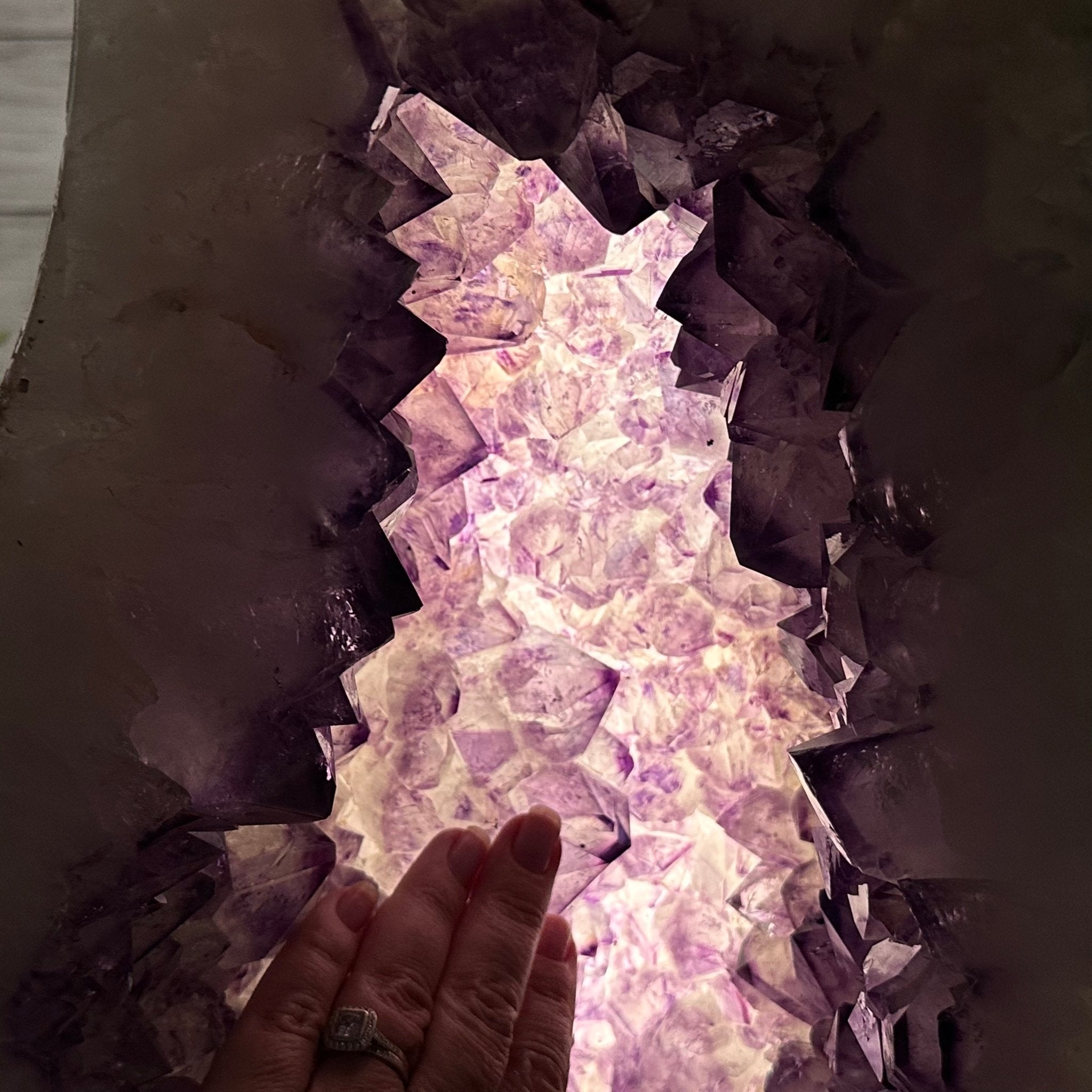 Extra Plus Quality Polished Brazilian Amethyst Cathedral, 148.2 lbs & 37.5" tall Model #5602-0183 by Brazil Gems - Brazil GemsBrazil GemsExtra Plus Quality Polished Brazilian Amethyst Cathedral, 148.2 lbs & 37.5" tall Model #5602-0183 by Brazil GemsPolished Cathedrals5602-0183