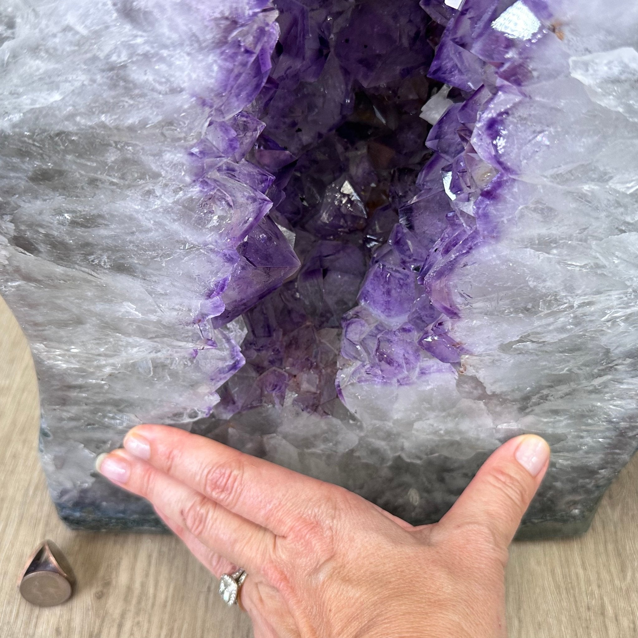 Extra Plus Quality Polished Brazilian Amethyst Cathedral, 148.2 lbs & 37.5" tall Model #5602-0183 by Brazil Gems - Brazil GemsBrazil GemsExtra Plus Quality Polished Brazilian Amethyst Cathedral, 148.2 lbs & 37.5" tall Model #5602-0183 by Brazil GemsPolished Cathedrals5602-0183