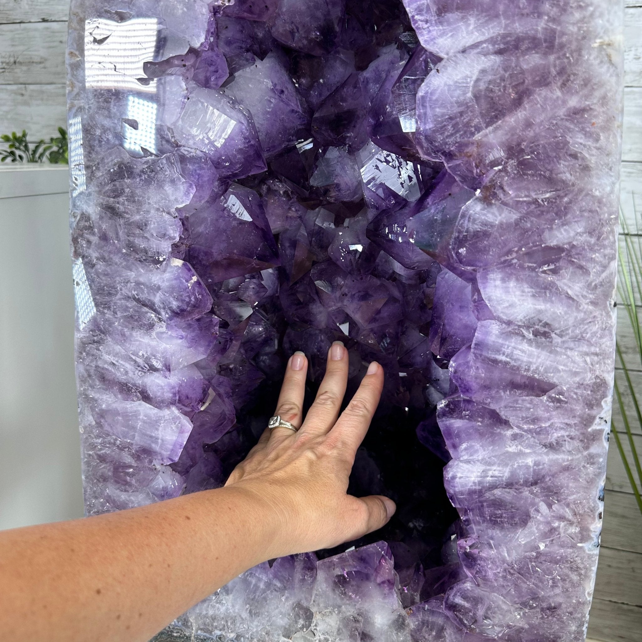 Extra Plus Quality Polished Brazilian Amethyst Cathedral, 161.3 lbs & 24.75" tall Model #5602-0047 by Brazil Gems - Brazil GemsBrazil GemsExtra Plus Quality Polished Brazilian Amethyst Cathedral, 161.3 lbs & 24.75" tall Model #5602-0047 by Brazil GemsPolished Cathedrals5602-0047