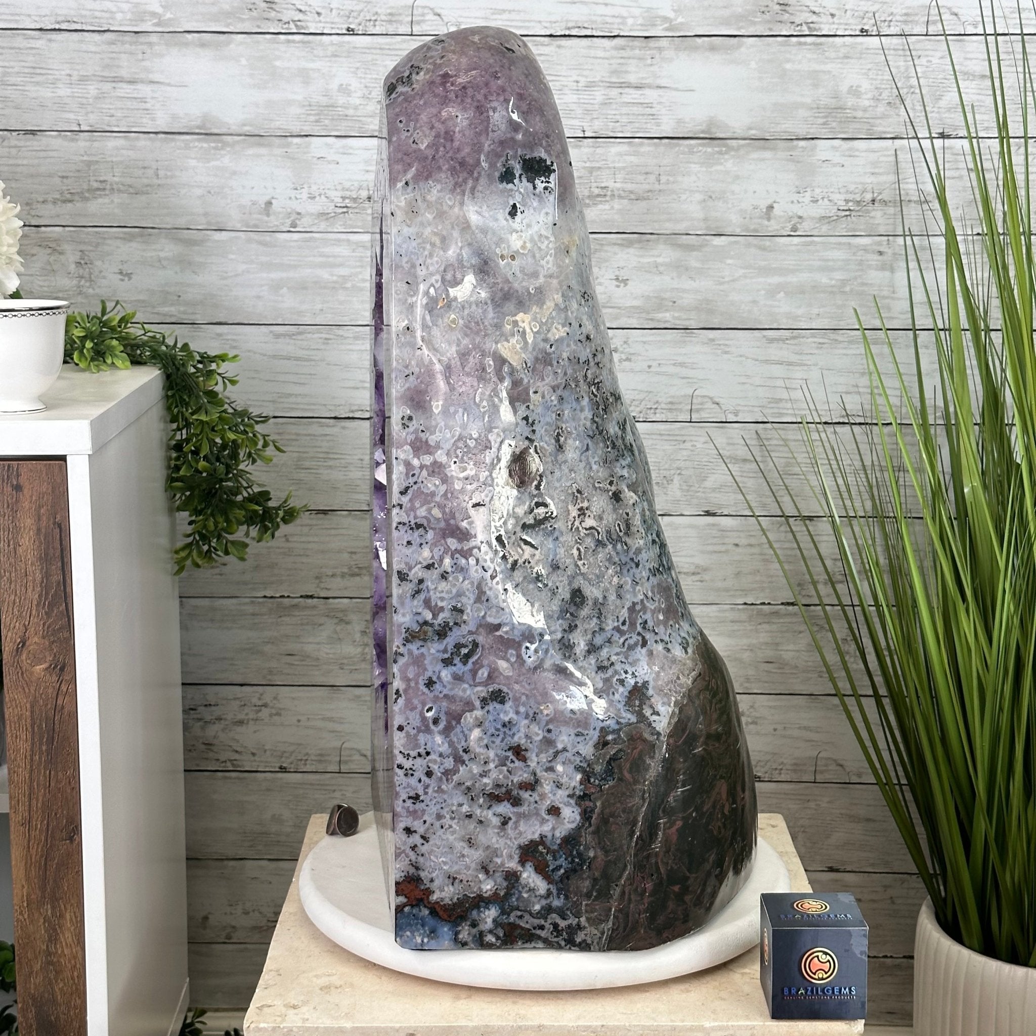 Extra Plus Quality Polished Brazilian Amethyst Cathedral, 161.3 lbs & 24.75" tall Model #5602-0047 by Brazil Gems - Brazil GemsBrazil GemsExtra Plus Quality Polished Brazilian Amethyst Cathedral, 161.3 lbs & 24.75" tall Model #5602-0047 by Brazil GemsPolished Cathedrals5602-0047