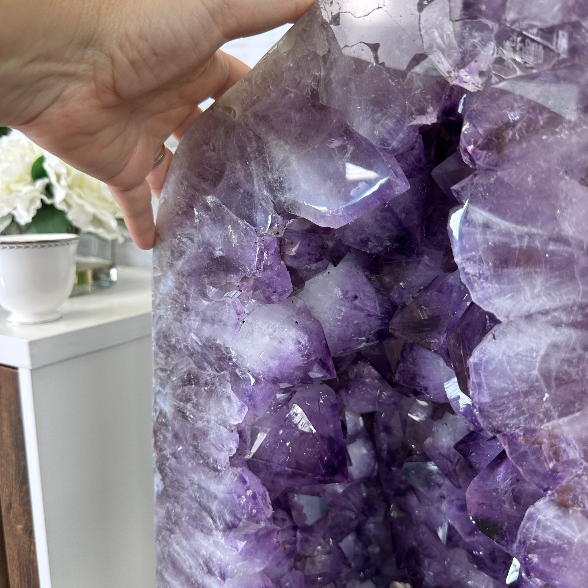Extra Plus Quality Polished Brazilian Amethyst Cathedral, 161.3 lbs & 24.75" tall Model #5602-0047 by Brazil Gems - Brazil GemsBrazil GemsExtra Plus Quality Polished Brazilian Amethyst Cathedral, 161.3 lbs & 24.75" tall Model #5602-0047 by Brazil GemsPolished Cathedrals5602-0047
