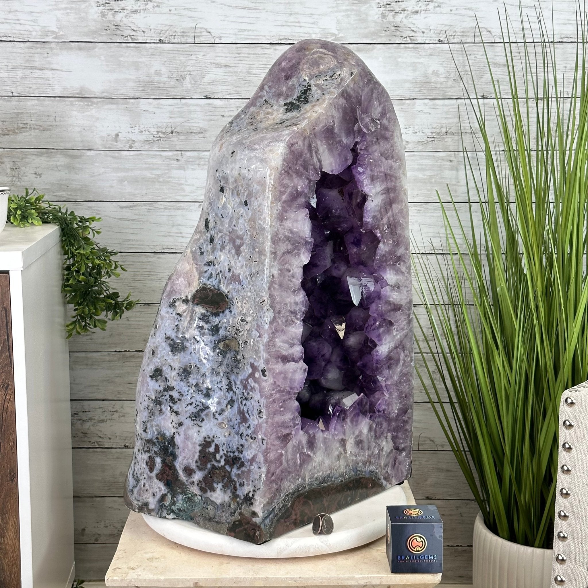 Extra Plus Quality Polished Brazilian Amethyst Cathedral, 161.3 lbs & 24.75" tall Model #5602-0047 by Brazil Gems - Brazil GemsBrazil GemsExtra Plus Quality Polished Brazilian Amethyst Cathedral, 161.3 lbs & 24.75" tall Model #5602-0047 by Brazil GemsPolished Cathedrals5602-0047