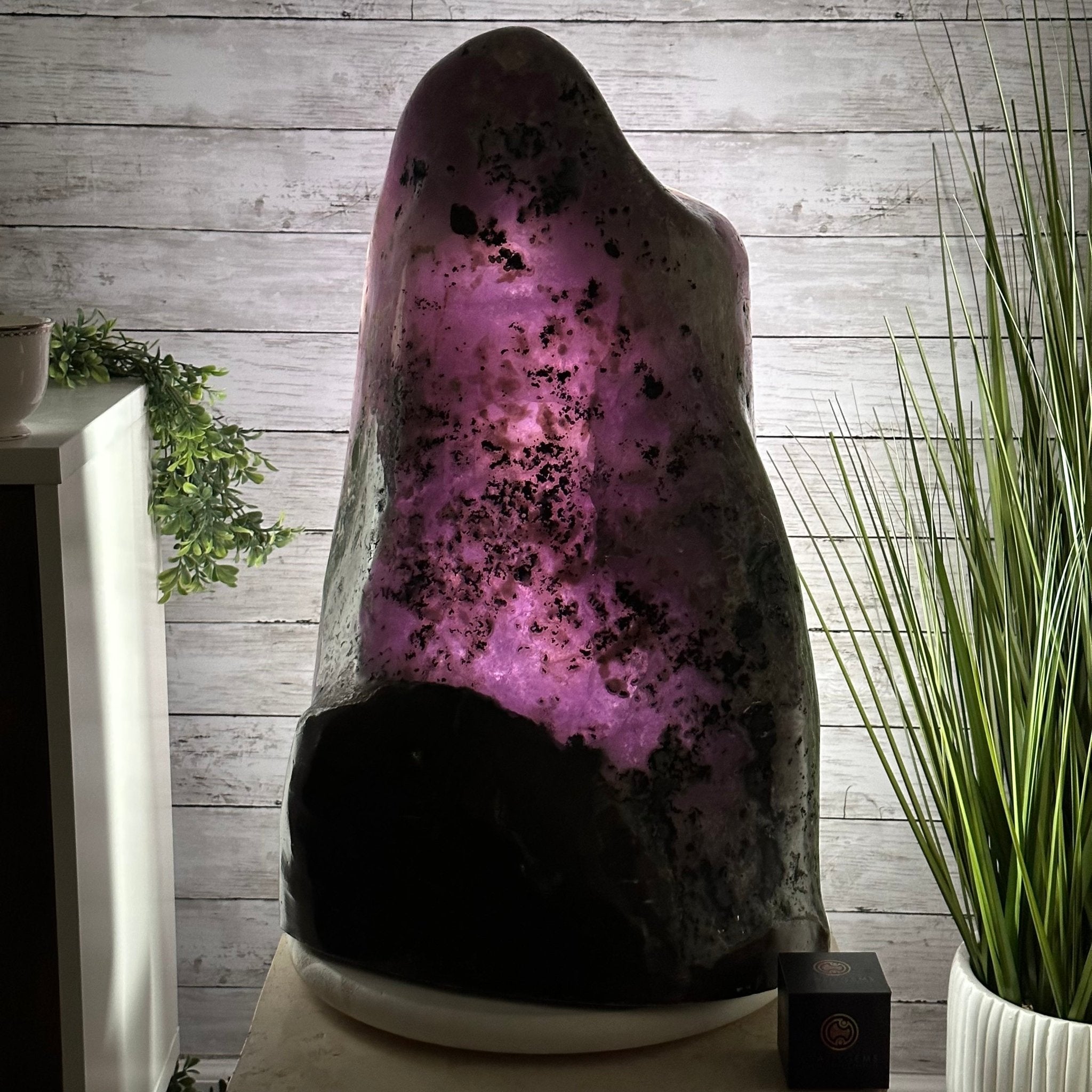 Extra Plus Quality Polished Brazilian Amethyst Cathedral, 161.3 lbs & 24.75" tall Model #5602-0047 by Brazil Gems - Brazil GemsBrazil GemsExtra Plus Quality Polished Brazilian Amethyst Cathedral, 161.3 lbs & 24.75" tall Model #5602-0047 by Brazil GemsPolished Cathedrals5602-0047