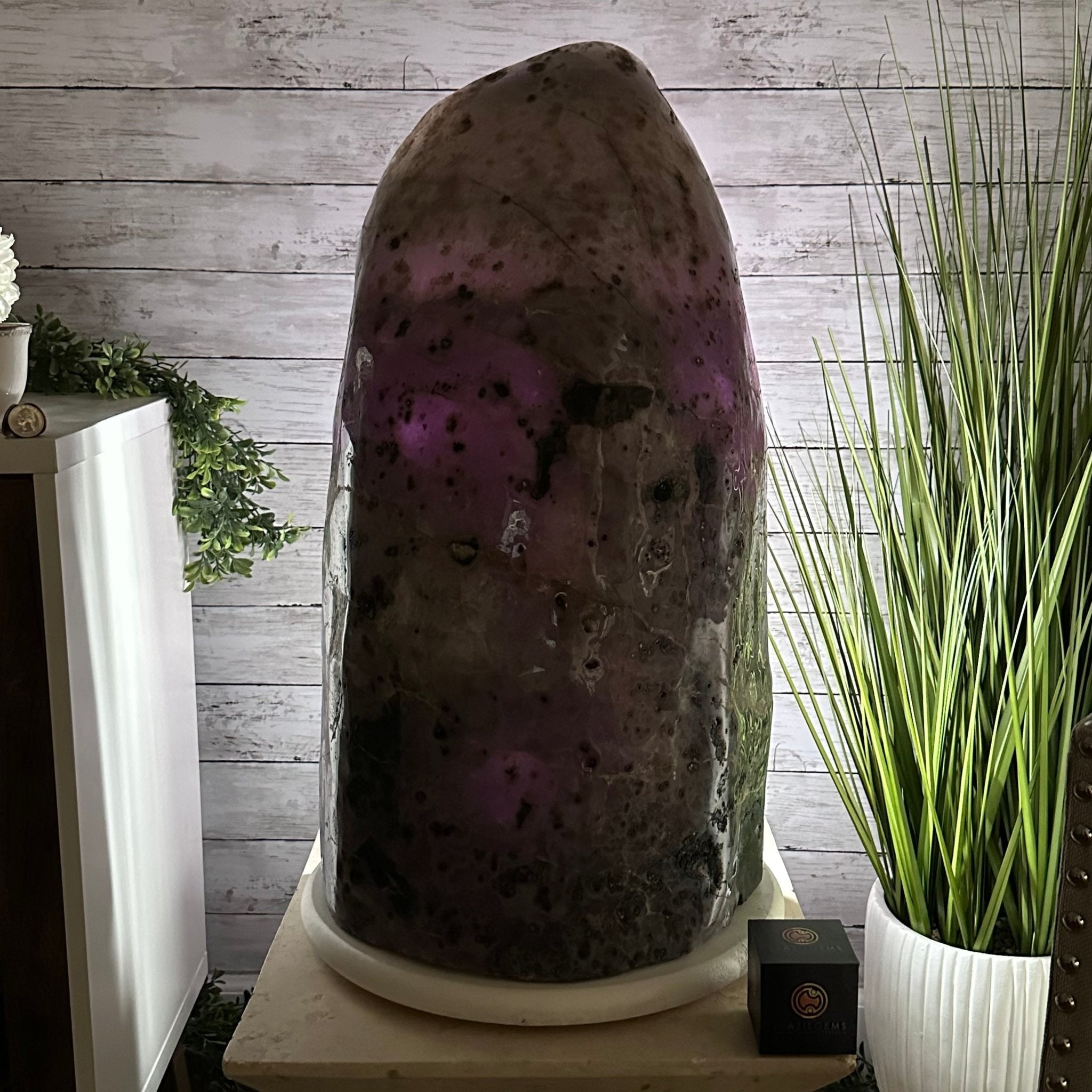Extra Plus Quality Polished Brazilian Amethyst Cathedral, 165.3 lbs & 25.25" tall Model #5602-0019 by Brazil Gems - Brazil GemsBrazil GemsExtra Plus Quality Polished Brazilian Amethyst Cathedral, 165.3 lbs & 25.25" tall Model #5602-0019 by Brazil GemsPolished Cathedrals5602-0019