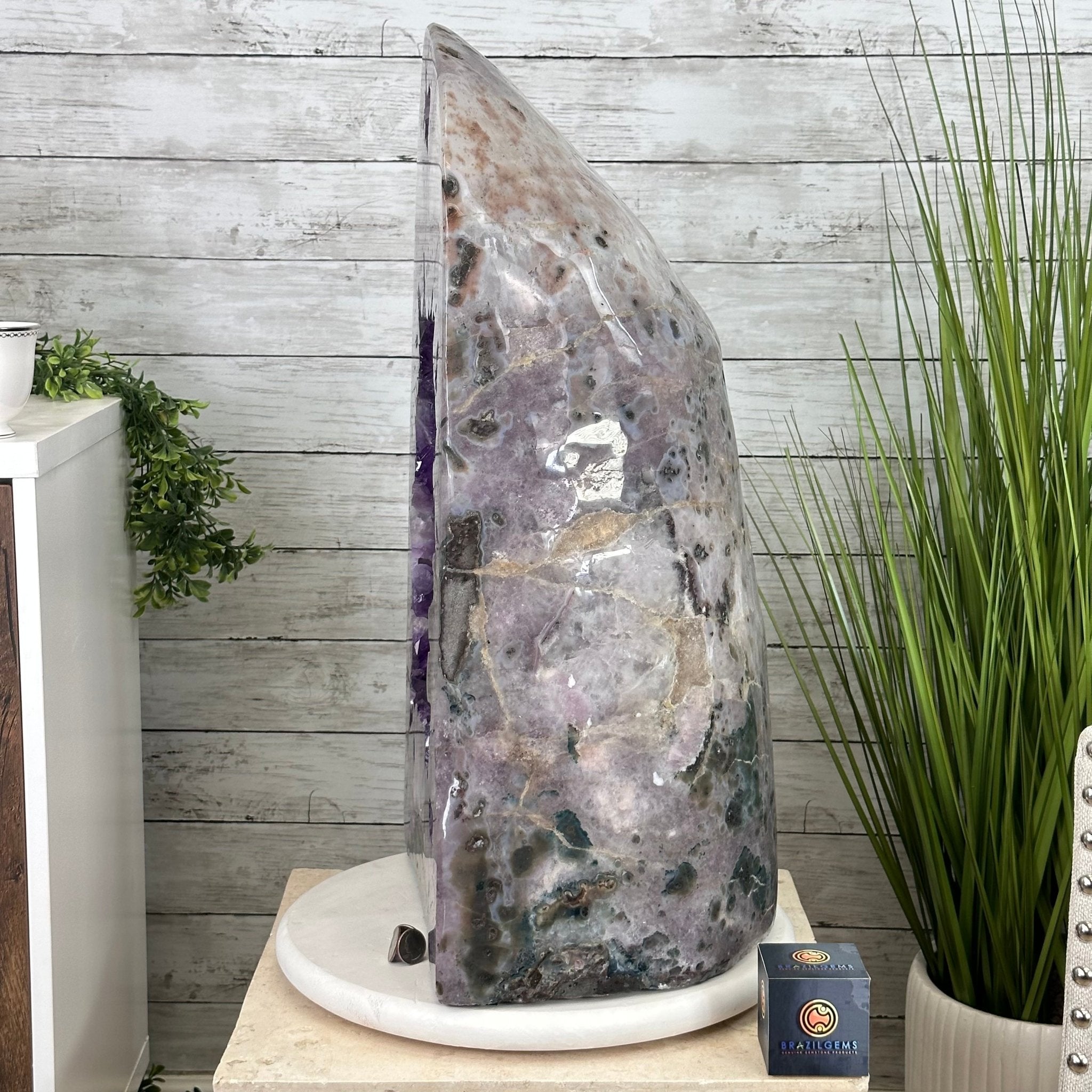 Extra Plus Quality Polished Brazilian Amethyst Cathedral, 165.3 lbs & 25.25" tall Model #5602-0019 by Brazil Gems - Brazil GemsBrazil GemsExtra Plus Quality Polished Brazilian Amethyst Cathedral, 165.3 lbs & 25.25" tall Model #5602-0019 by Brazil GemsPolished Cathedrals5602-0019