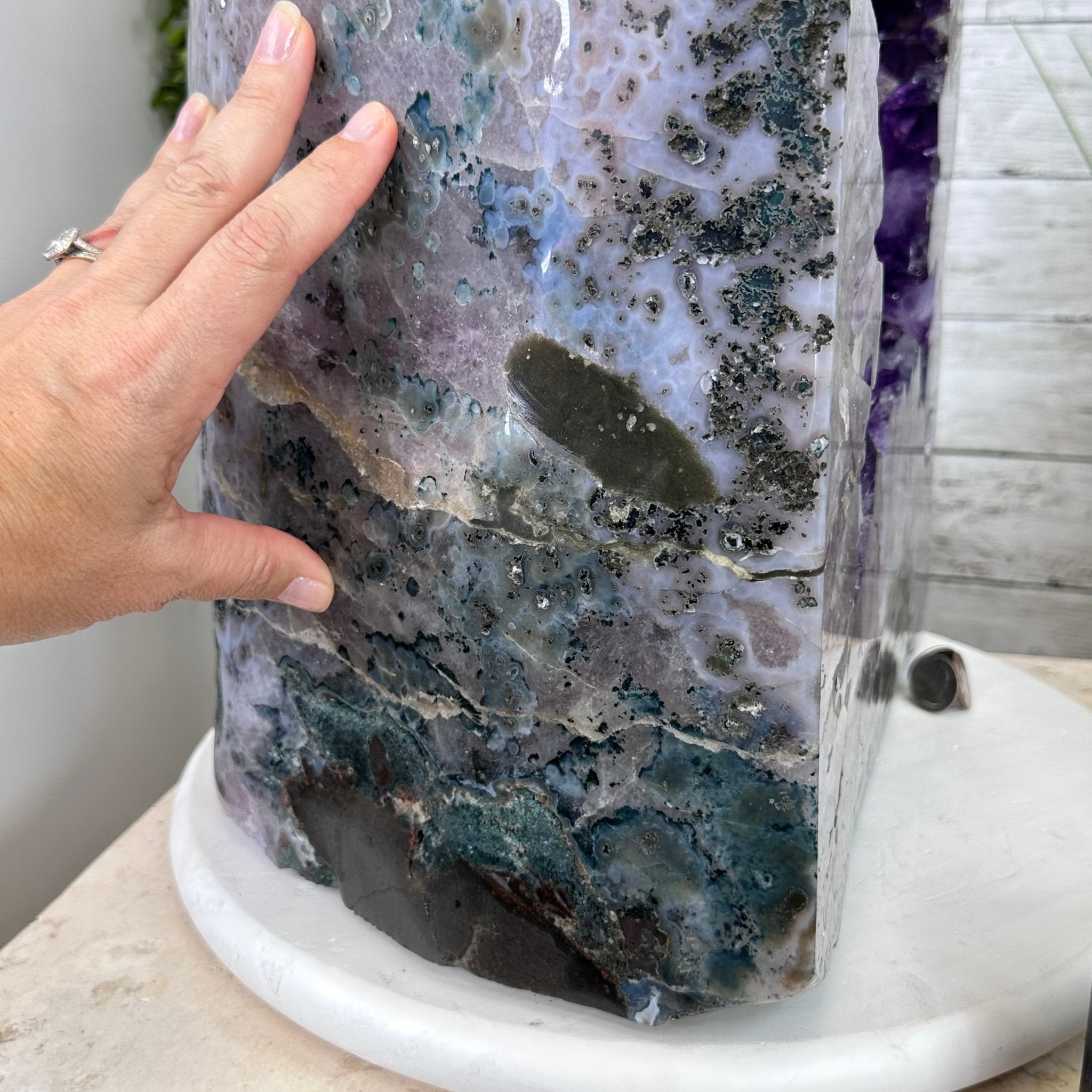 Extra Plus Quality Polished Brazilian Amethyst Cathedral, 165.3 lbs & 25.25" tall Model #5602-0019 by Brazil Gems - Brazil GemsBrazil GemsExtra Plus Quality Polished Brazilian Amethyst Cathedral, 165.3 lbs & 25.25" tall Model #5602-0019 by Brazil GemsPolished Cathedrals5602-0019