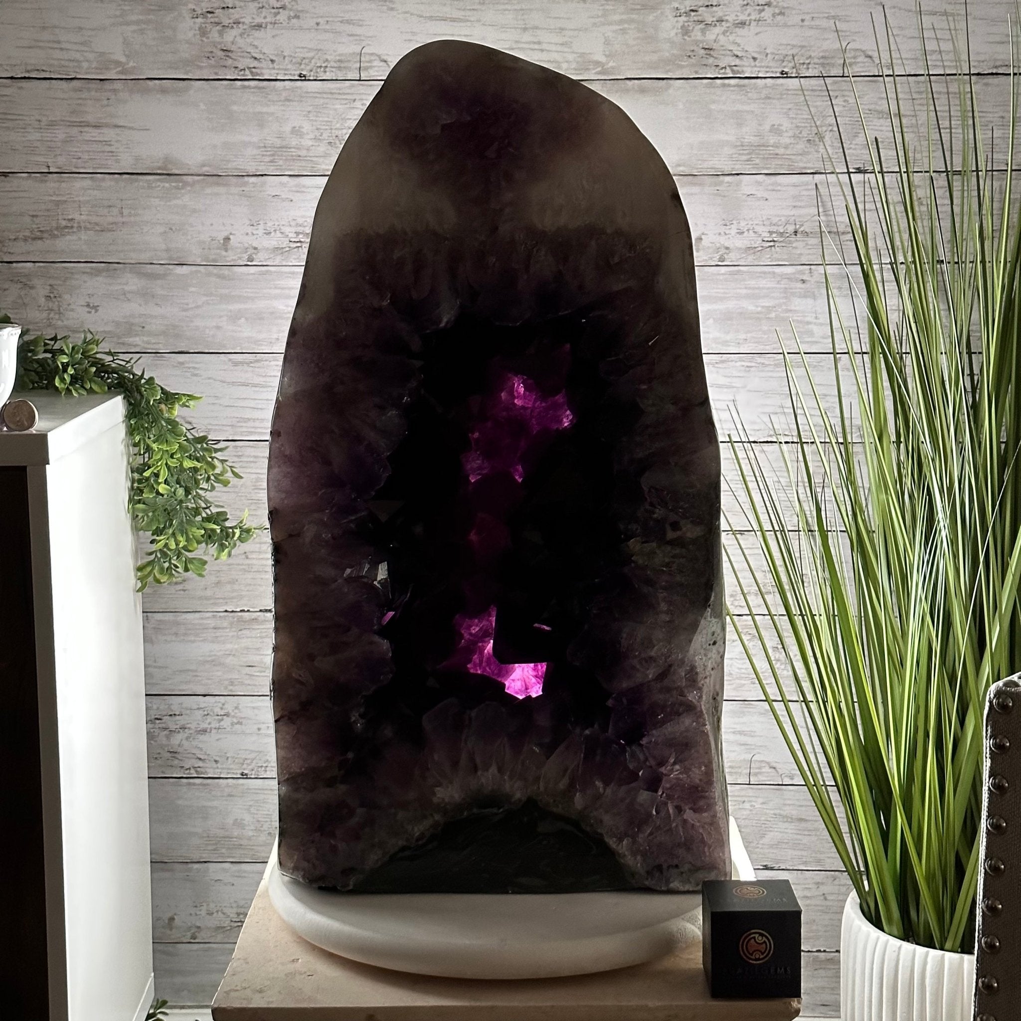 Extra Plus Quality Polished Brazilian Amethyst Cathedral, 165.3 lbs & 25.25" tall Model #5602-0019 by Brazil Gems - Brazil GemsBrazil GemsExtra Plus Quality Polished Brazilian Amethyst Cathedral, 165.3 lbs & 25.25" tall Model #5602-0019 by Brazil GemsPolished Cathedrals5602-0019