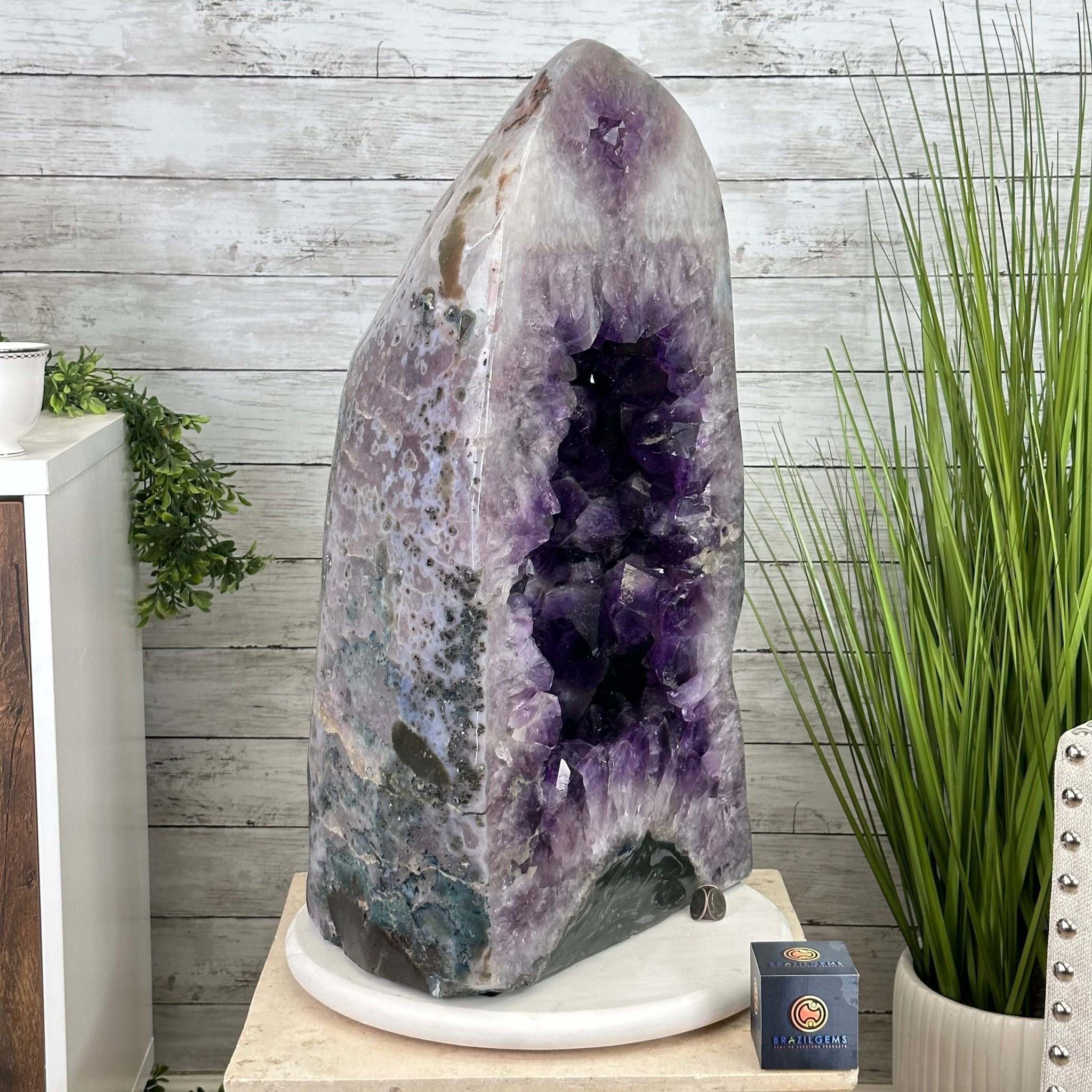 Extra Plus Quality Polished Brazilian Amethyst Cathedral, 165.3 lbs & 25.25" tall Model #5602-0019 by Brazil Gems - Brazil GemsBrazil GemsExtra Plus Quality Polished Brazilian Amethyst Cathedral, 165.3 lbs & 25.25" tall Model #5602-0019 by Brazil GemsPolished Cathedrals5602-0019