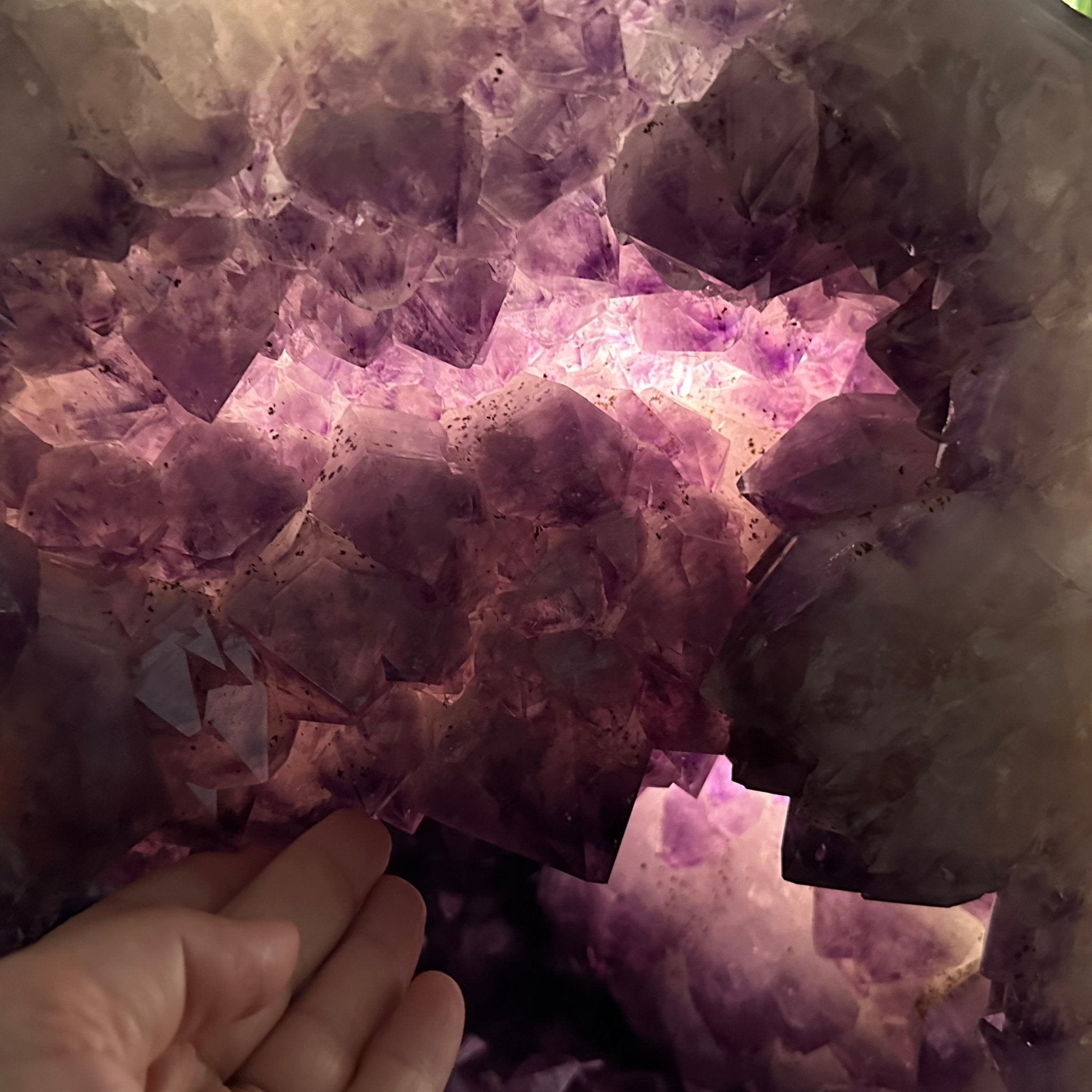 Extra Plus Quality Polished Brazilian Amethyst Cathedral, 186.8 lbs & 20.8" tall Model #5602-0185 by Brazil Gems - Brazil GemsBrazil GemsExtra Plus Quality Polished Brazilian Amethyst Cathedral, 186.8 lbs & 20.8" tall Model #5602-0185 by Brazil GemsPolished Cathedrals5602-0185