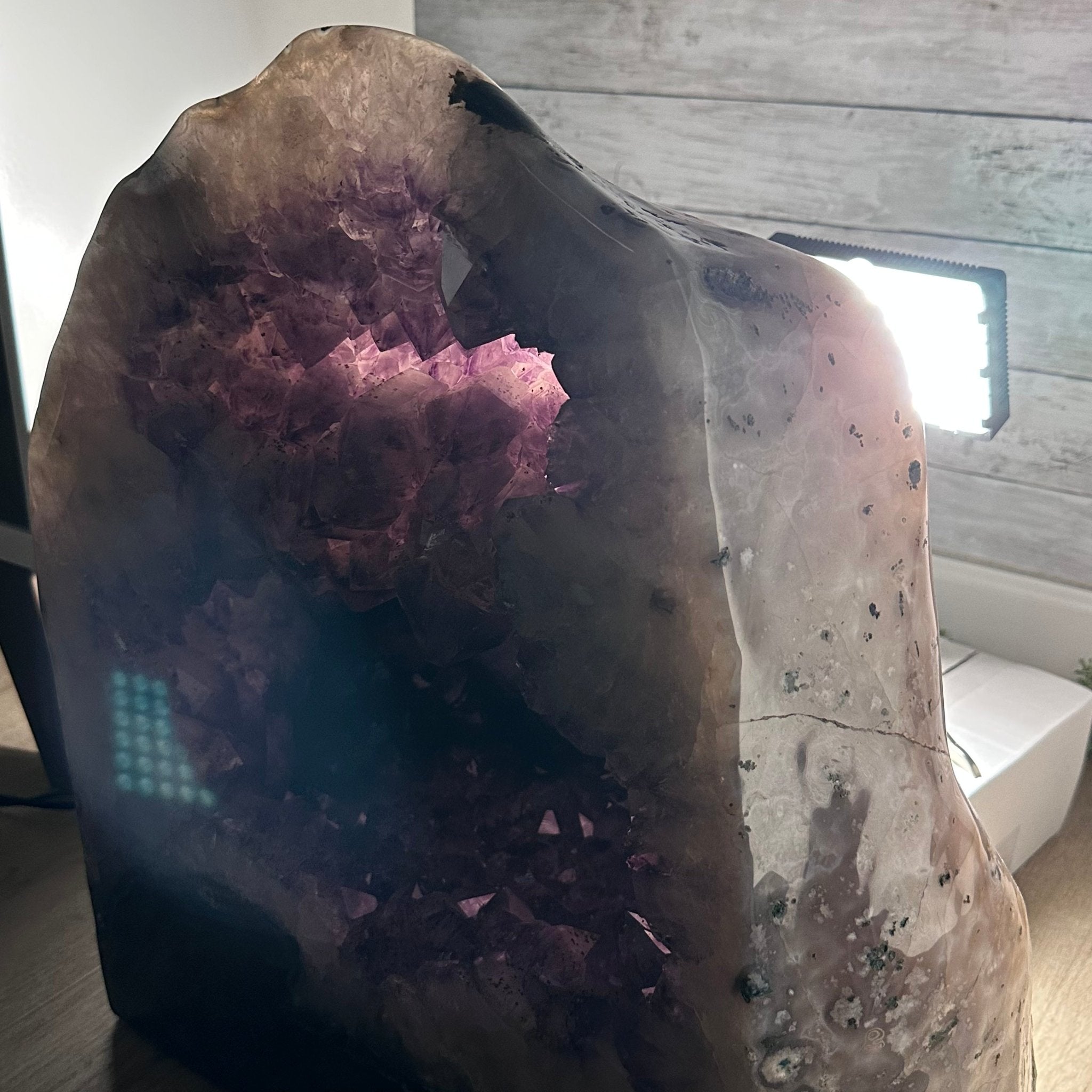 Extra Plus Quality Polished Brazilian Amethyst Cathedral, 186.8 lbs & 20.8" tall Model #5602-0185 by Brazil Gems - Brazil GemsBrazil GemsExtra Plus Quality Polished Brazilian Amethyst Cathedral, 186.8 lbs & 20.8" tall Model #5602-0185 by Brazil GemsPolished Cathedrals5602-0185