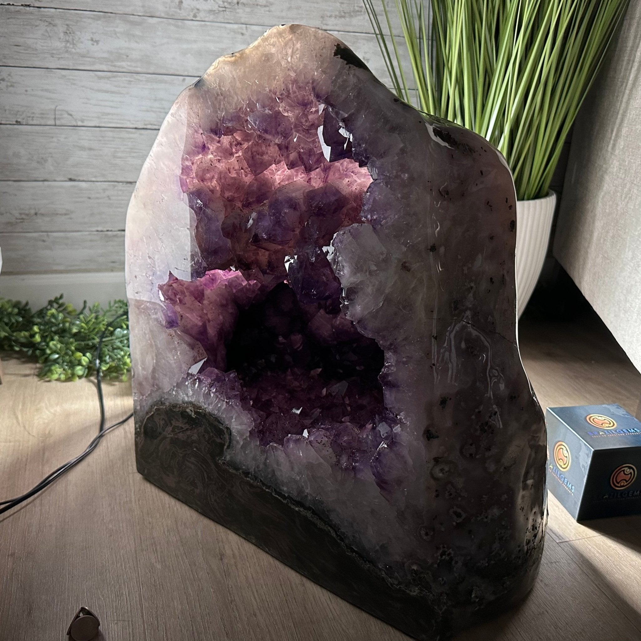 Extra Plus Quality Polished Brazilian Amethyst Cathedral, 186.8 lbs & 20.8" tall Model #5602-0185 by Brazil Gems - Brazil GemsBrazil GemsExtra Plus Quality Polished Brazilian Amethyst Cathedral, 186.8 lbs & 20.8" tall Model #5602-0185 by Brazil GemsPolished Cathedrals5602-0185