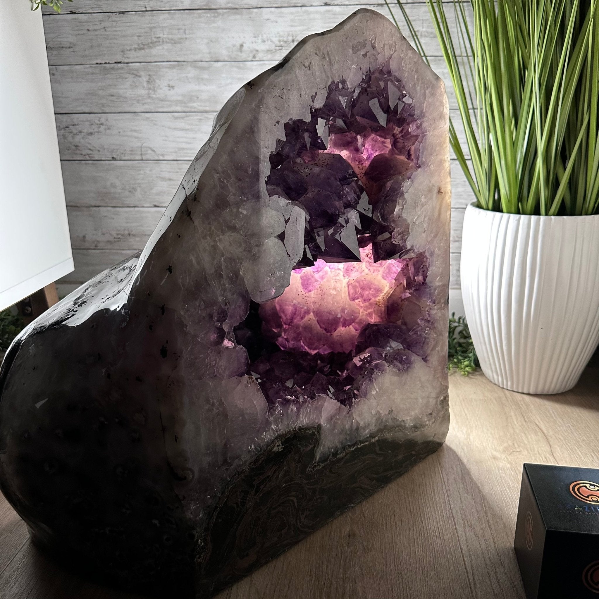 Extra Plus Quality Polished Brazilian Amethyst Cathedral, 186.8 lbs & 20.8" tall Model #5602-0185 by Brazil Gems - Brazil GemsBrazil GemsExtra Plus Quality Polished Brazilian Amethyst Cathedral, 186.8 lbs & 20.8" tall Model #5602-0185 by Brazil GemsPolished Cathedrals5602-0185