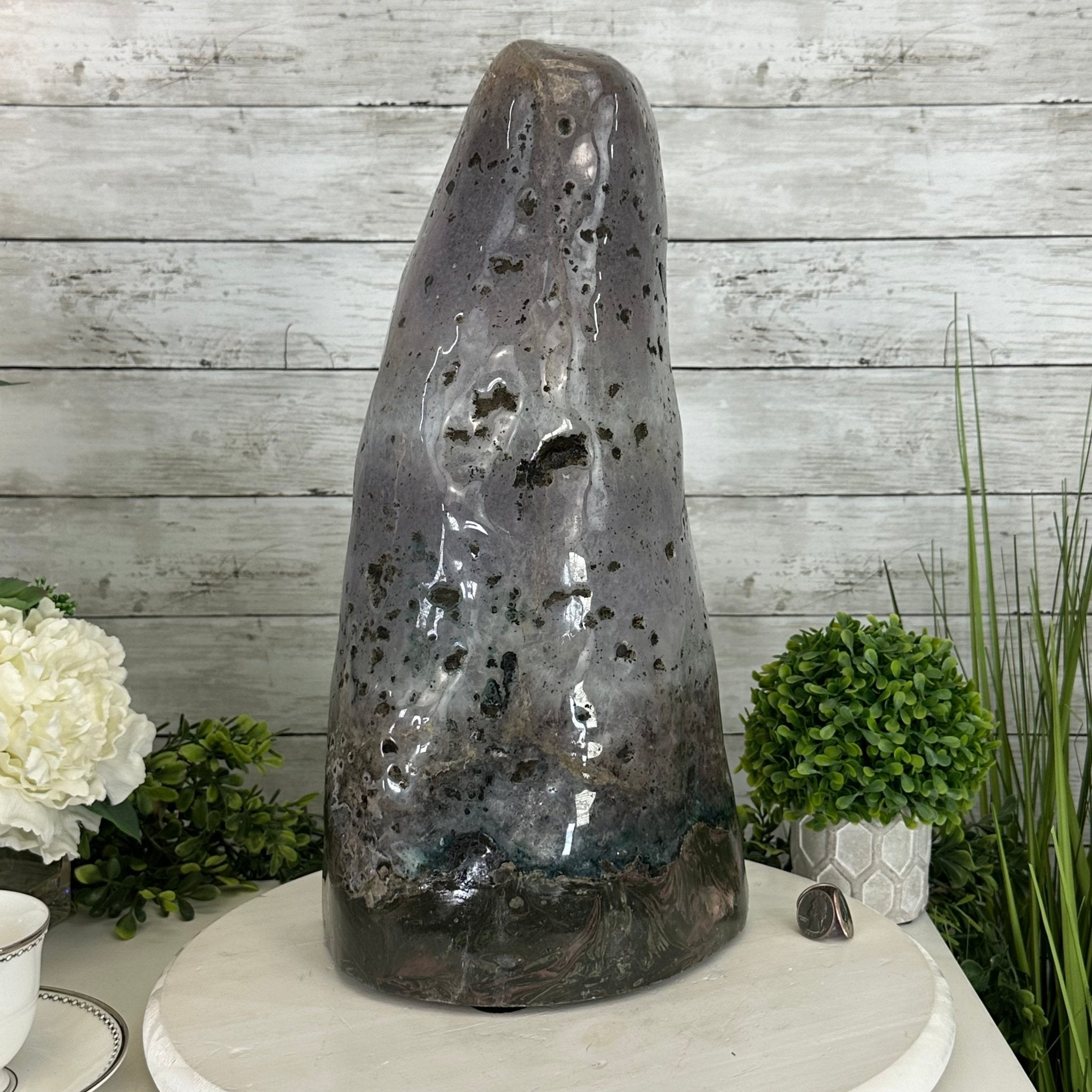 Extra Plus Quality Polished Brazilian Amethyst Cathedral, 27.8 lbs & 17.1" tall Model #5602-0156 by Brazil Gems - Brazil GemsBrazil GemsExtra Plus Quality Polished Brazilian Amethyst Cathedral, 27.8 lbs & 17.1" tall Model #5602-0156 by Brazil GemsPolished Cathedrals5602-0156