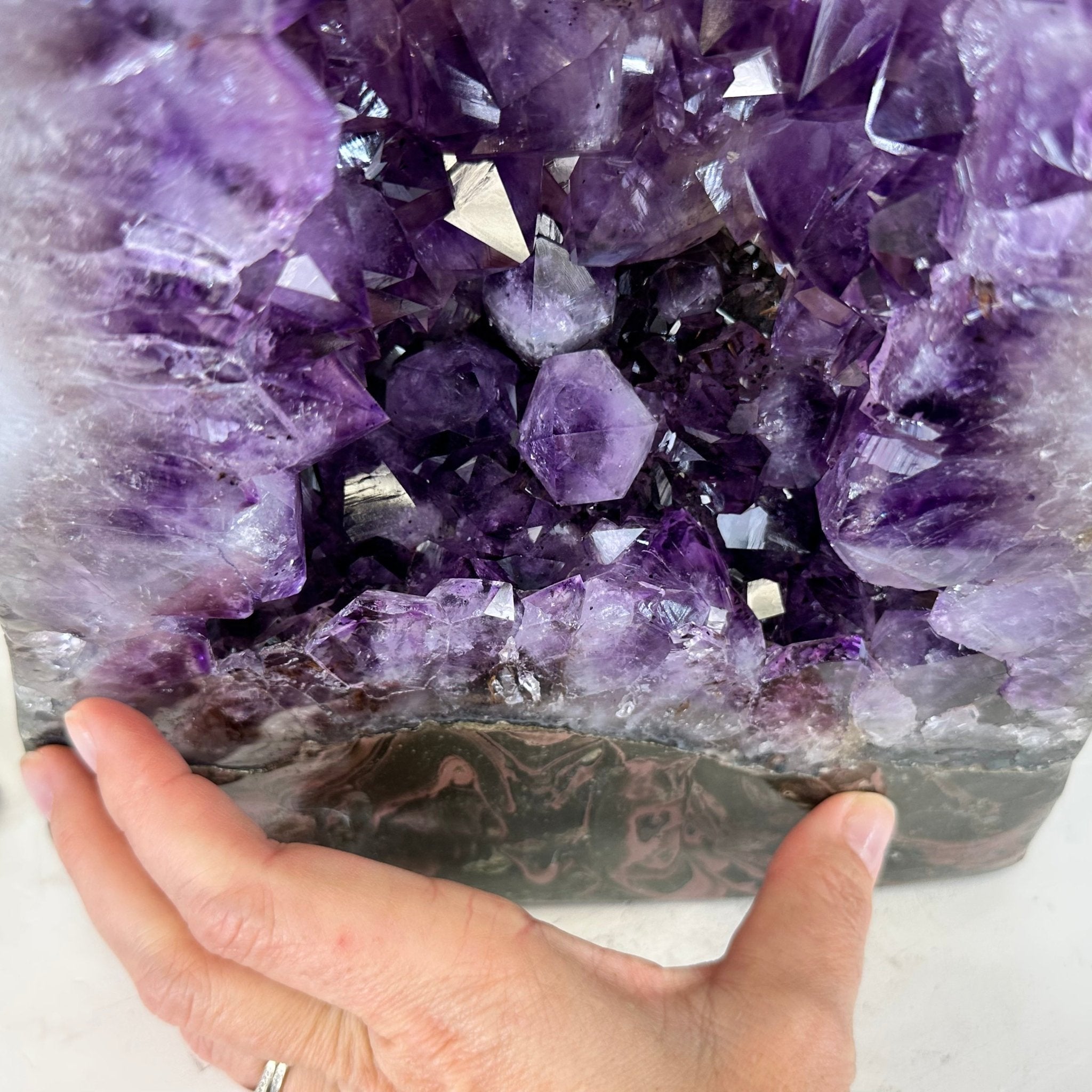 Extra Plus Quality Polished Brazilian Amethyst Cathedral, 27.8 lbs & 17.1" tall Model #5602-0156 by Brazil Gems - Brazil GemsBrazil GemsExtra Plus Quality Polished Brazilian Amethyst Cathedral, 27.8 lbs & 17.1" tall Model #5602-0156 by Brazil GemsPolished Cathedrals5602-0156