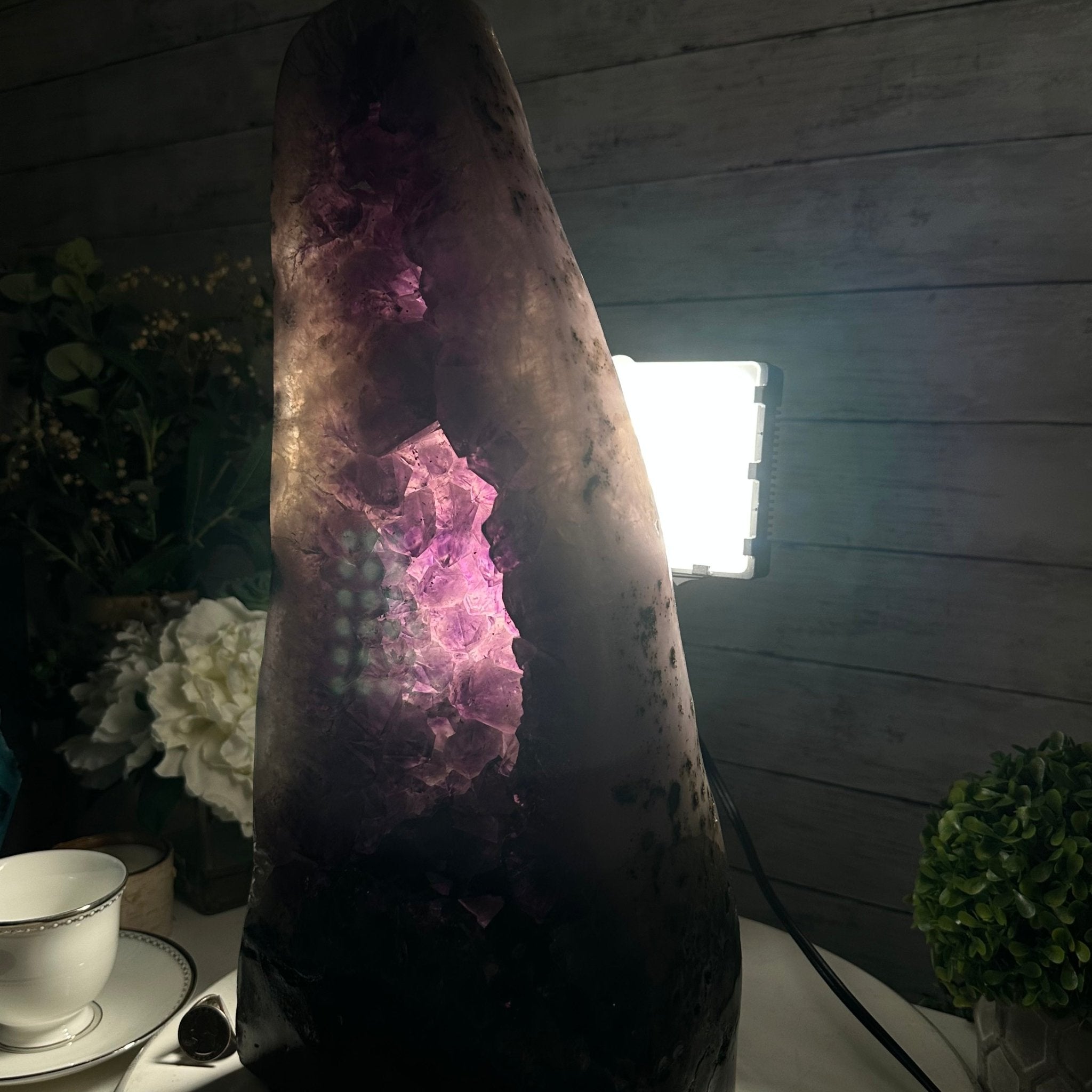 Extra Plus Quality Polished Brazilian Amethyst Cathedral, 27.8 lbs & 17.1" tall Model #5602-0156 by Brazil Gems - Brazil GemsBrazil GemsExtra Plus Quality Polished Brazilian Amethyst Cathedral, 27.8 lbs & 17.1" tall Model #5602-0156 by Brazil GemsPolished Cathedrals5602-0156