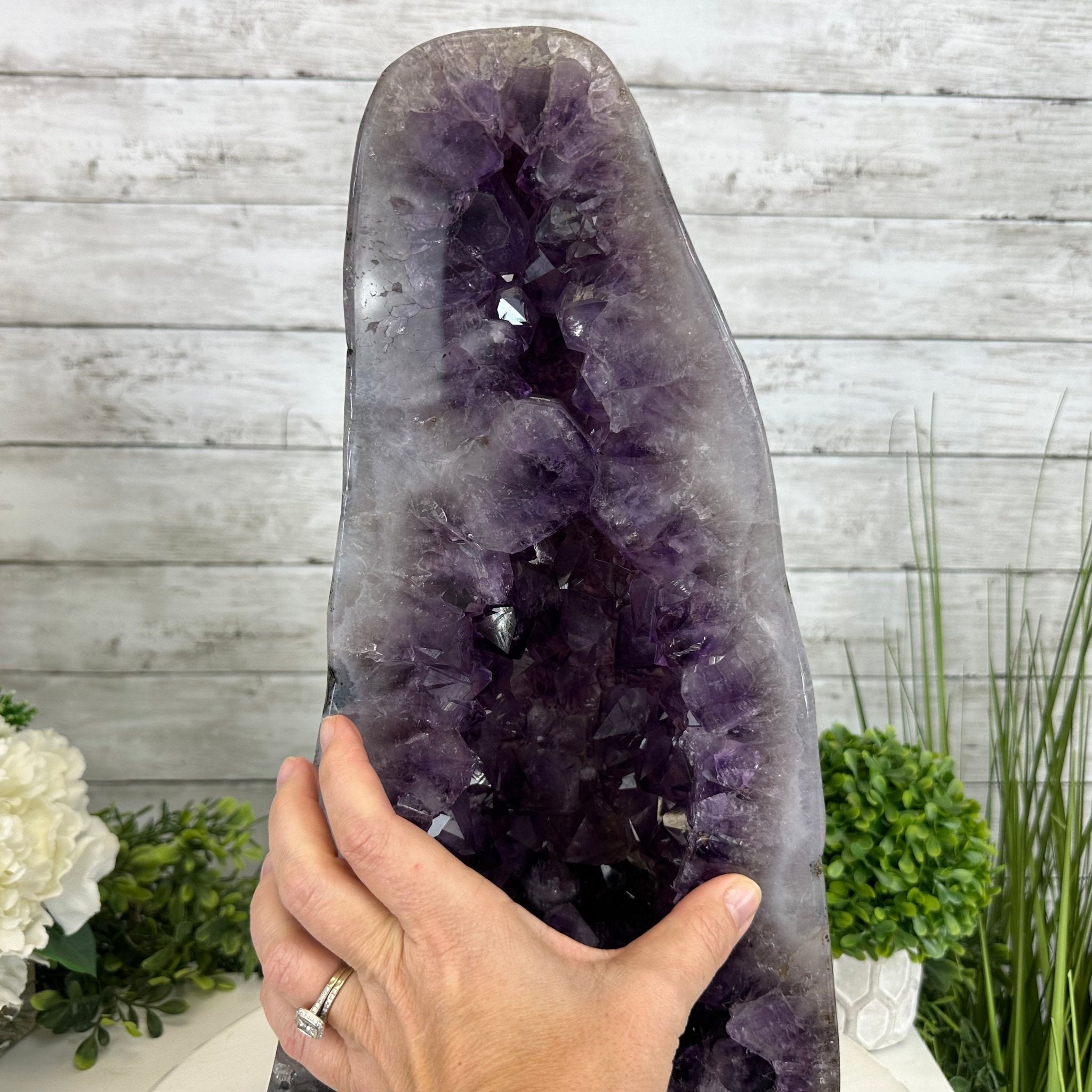 Extra Plus Quality Polished Brazilian Amethyst Cathedral, 27.8 lbs & 17.1" tall Model #5602-0156 by Brazil Gems - Brazil GemsBrazil GemsExtra Plus Quality Polished Brazilian Amethyst Cathedral, 27.8 lbs & 17.1" tall Model #5602-0156 by Brazil GemsPolished Cathedrals5602-0156