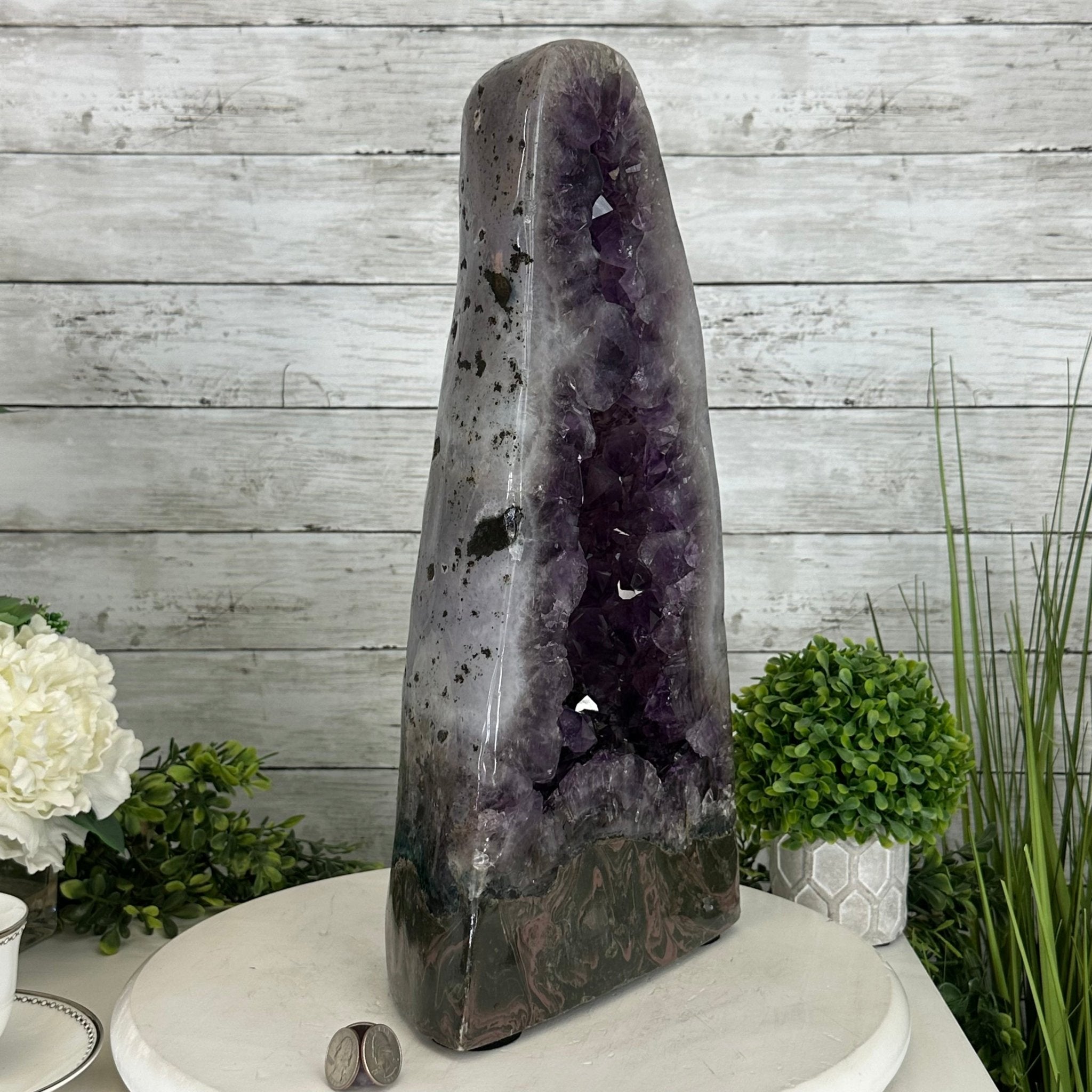 Extra Plus Quality Polished Brazilian Amethyst Cathedral, 27.8 lbs & 17.1" tall Model #5602-0156 by Brazil Gems - Brazil GemsBrazil GemsExtra Plus Quality Polished Brazilian Amethyst Cathedral, 27.8 lbs & 17.1" tall Model #5602-0156 by Brazil GemsPolished Cathedrals5602-0156