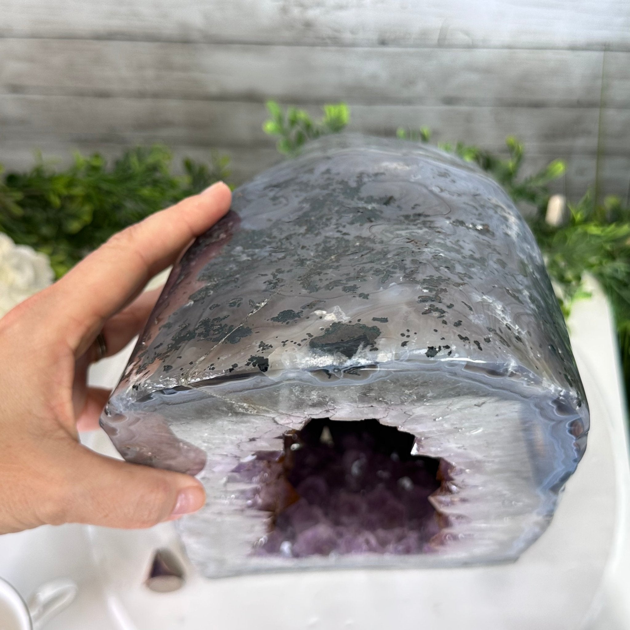 Extra Plus Quality Polished Brazilian Amethyst Cathedral, 46.6 lbs & 15.75" tall Model #5602-0193 by Brazil Gems - Brazil GemsBrazil GemsExtra Plus Quality Polished Brazilian Amethyst Cathedral, 46.6 lbs & 15.75" tall Model #5602-0193 by Brazil GemsPolished Cathedrals5602-0193