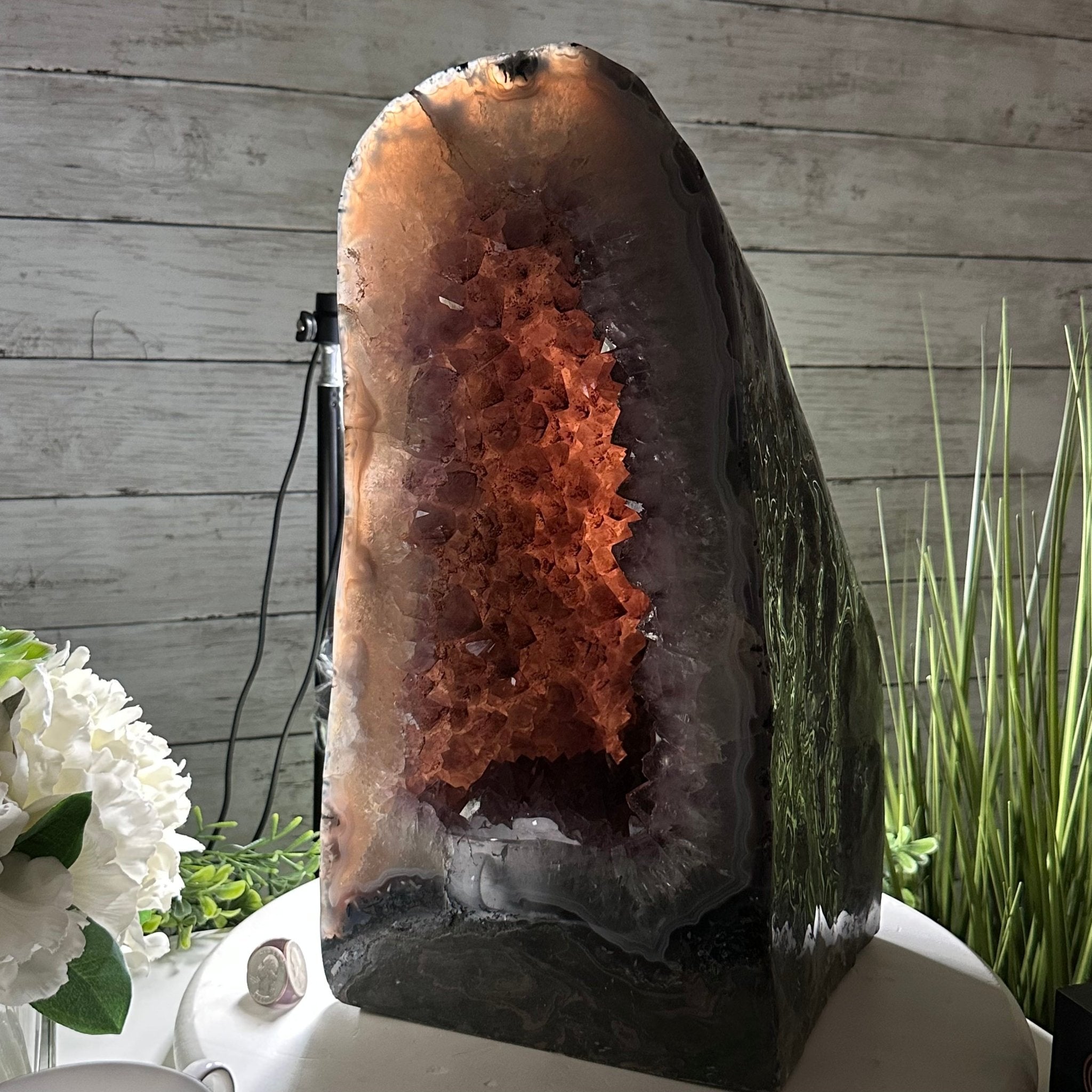 Extra Plus Quality Polished Brazilian Amethyst Cathedral, 46.6 lbs & 15.75" tall Model #5602-0193 by Brazil Gems - Brazil GemsBrazil GemsExtra Plus Quality Polished Brazilian Amethyst Cathedral, 46.6 lbs & 15.75" tall Model #5602-0193 by Brazil GemsPolished Cathedrals5602-0193