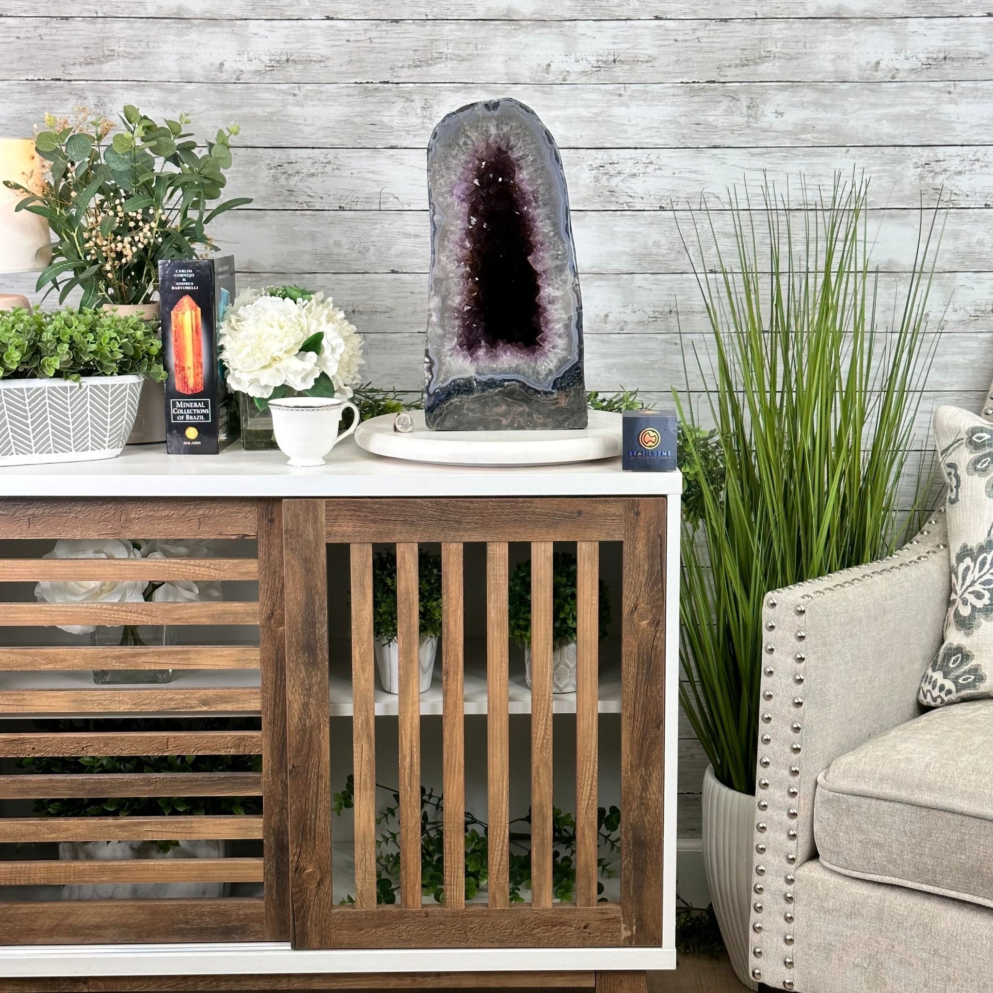 Extra Plus Quality Polished Brazilian Amethyst Cathedral, 46.6 lbs & 15.75" tall Model #5602-0193 by Brazil Gems - Brazil GemsBrazil GemsExtra Plus Quality Polished Brazilian Amethyst Cathedral, 46.6 lbs & 15.75" tall Model #5602-0193 by Brazil GemsPolished Cathedrals5602-0193