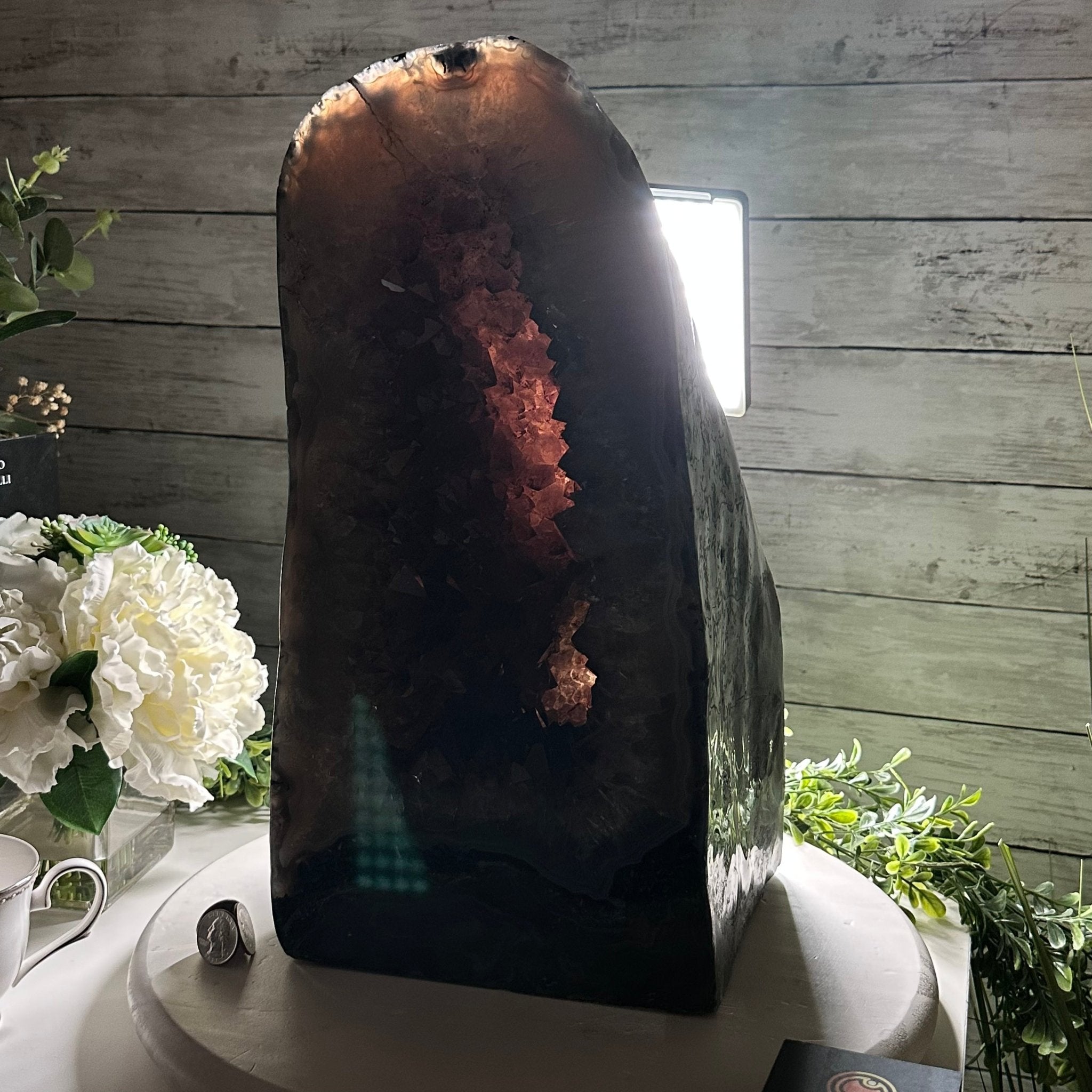 Extra Plus Quality Polished Brazilian Amethyst Cathedral, 46.6 lbs & 15.75" tall Model #5602-0193 by Brazil Gems - Brazil GemsBrazil GemsExtra Plus Quality Polished Brazilian Amethyst Cathedral, 46.6 lbs & 15.75" tall Model #5602-0193 by Brazil GemsPolished Cathedrals5602-0193