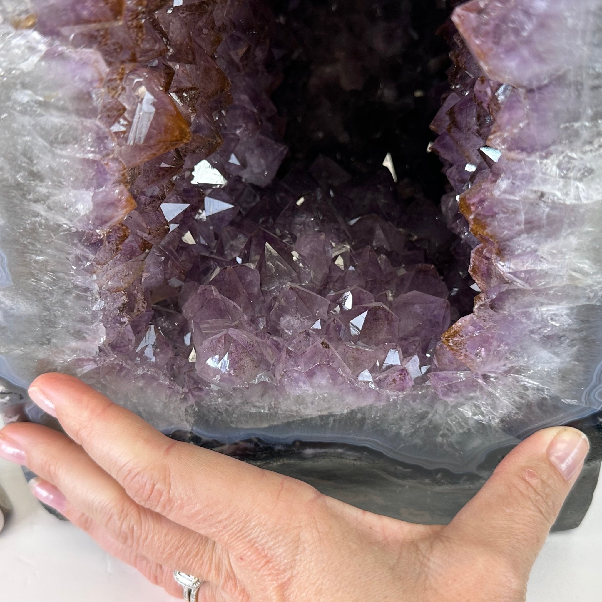 Extra Plus Quality Polished Brazilian Amethyst Cathedral, 46.6 lbs & 15.75" tall Model #5602-0193 by Brazil Gems - Brazil GemsBrazil GemsExtra Plus Quality Polished Brazilian Amethyst Cathedral, 46.6 lbs & 15.75" tall Model #5602-0193 by Brazil GemsPolished Cathedrals5602-0193