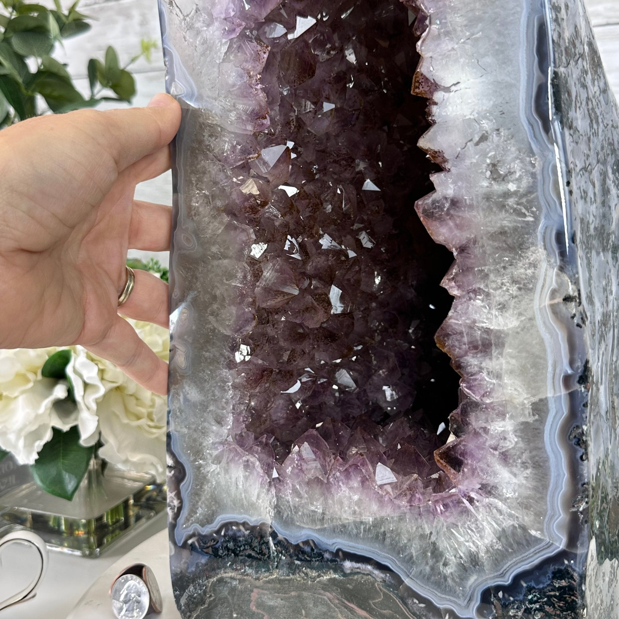 Extra Plus Quality Polished Brazilian Amethyst Cathedral, 46.6 lbs & 15.75" tall Model #5602-0193 by Brazil Gems - Brazil GemsBrazil GemsExtra Plus Quality Polished Brazilian Amethyst Cathedral, 46.6 lbs & 15.75" tall Model #5602-0193 by Brazil GemsPolished Cathedrals5602-0193