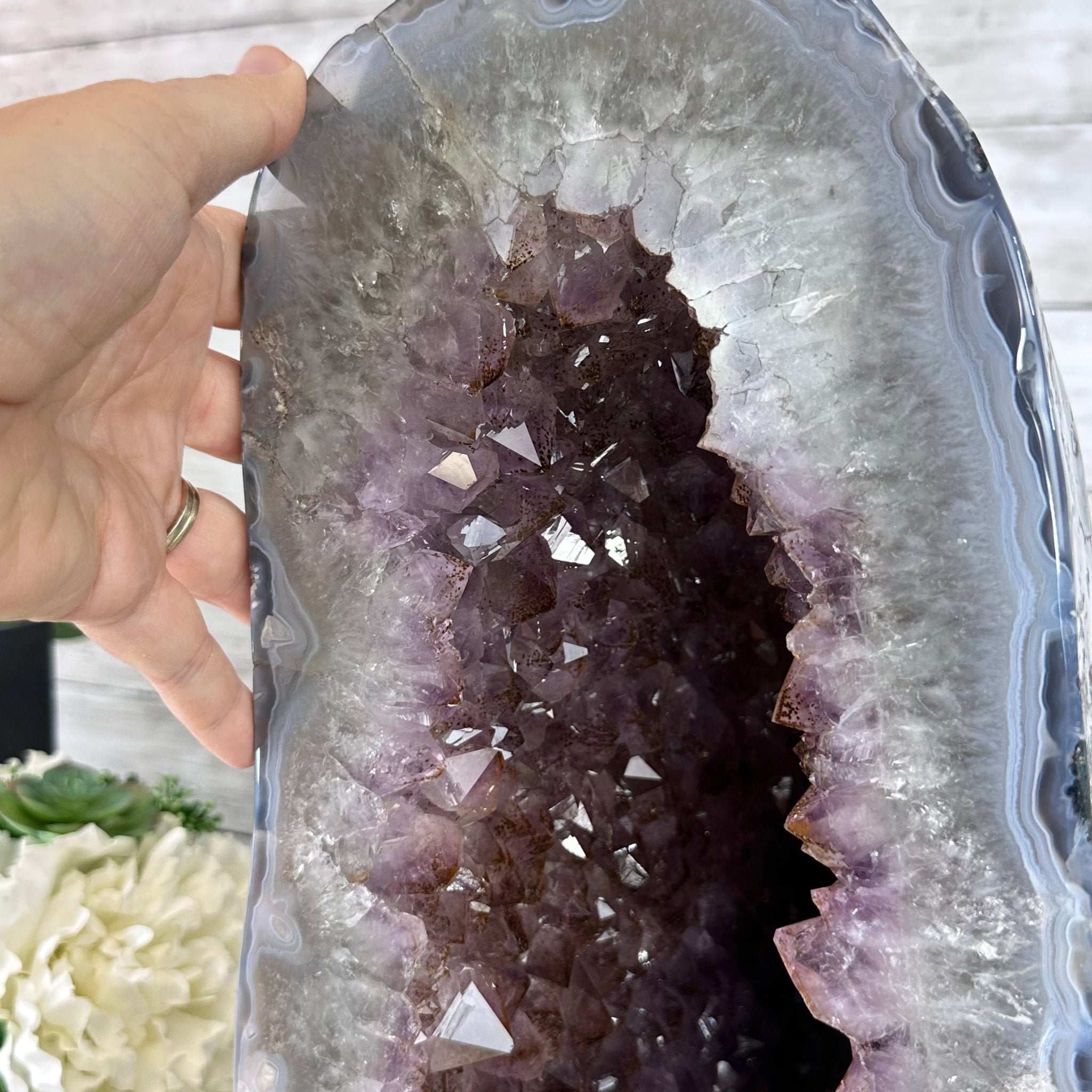 Extra Plus Quality Polished Brazilian Amethyst Cathedral, 46.6 lbs & 15.75" tall Model #5602-0193 by Brazil Gems - Brazil GemsBrazil GemsExtra Plus Quality Polished Brazilian Amethyst Cathedral, 46.6 lbs & 15.75" tall Model #5602-0193 by Brazil GemsPolished Cathedrals5602-0193
