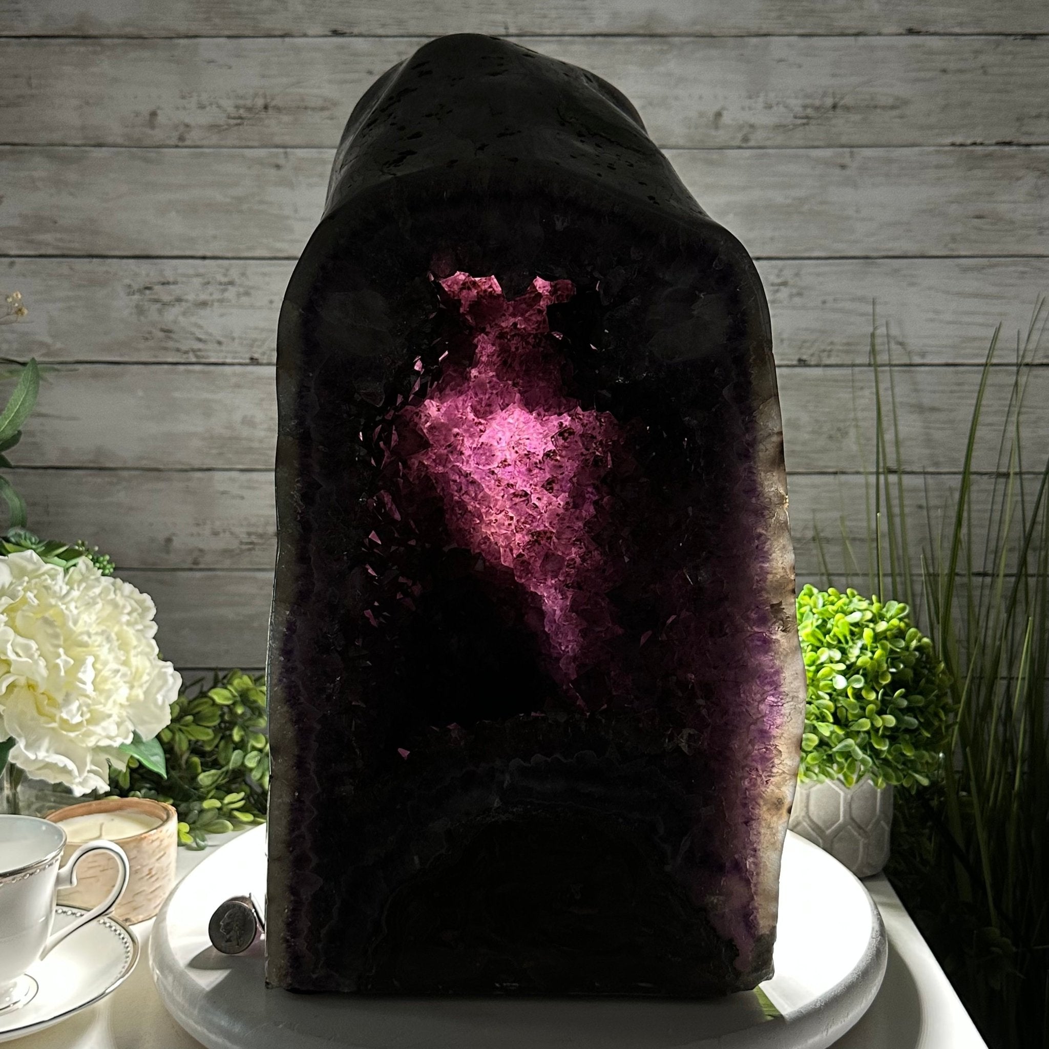 Extra Plus Quality Polished Brazilian Amethyst Cathedral, 53.7 lbs & 15" tall Model #5602-0159 by Brazil Gems - Brazil GemsBrazil GemsExtra Plus Quality Polished Brazilian Amethyst Cathedral, 53.7 lbs & 15" tall Model #5602-0159 by Brazil GemsPolished Cathedrals5602-0159