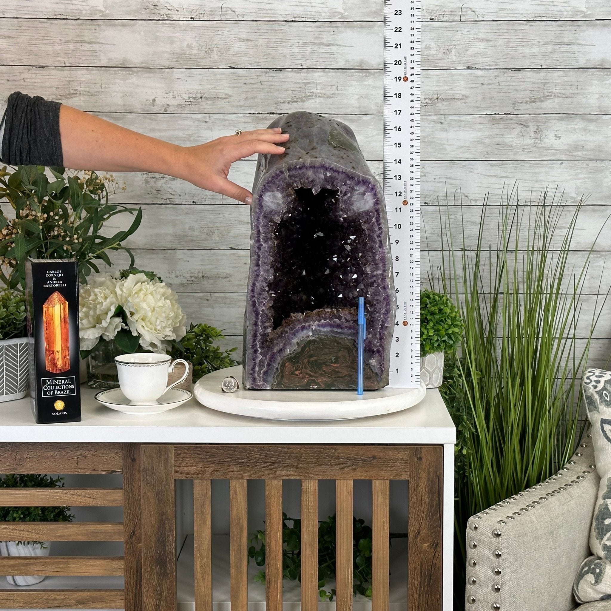 Extra Plus Quality Polished Brazilian Amethyst Cathedral, 53.7 lbs & 15" tall Model #5602-0159 by Brazil Gems - Brazil GemsBrazil GemsExtra Plus Quality Polished Brazilian Amethyst Cathedral, 53.7 lbs & 15" tall Model #5602-0159 by Brazil GemsPolished Cathedrals5602-0159