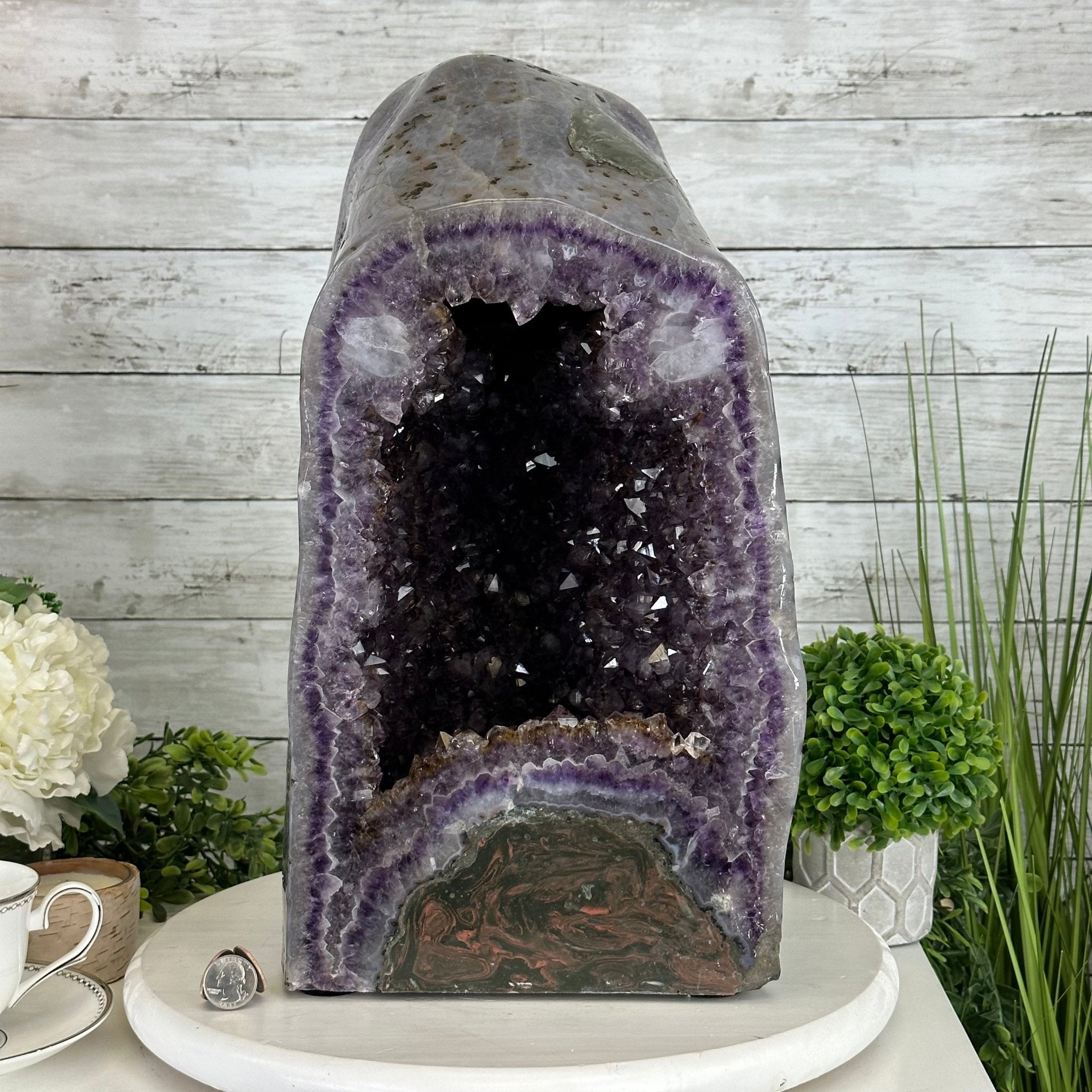 Extra Plus Quality Polished Brazilian Amethyst Cathedral, 53.7 lbs & 15" tall Model #5602-0159 by Brazil Gems - Brazil GemsBrazil GemsExtra Plus Quality Polished Brazilian Amethyst Cathedral, 53.7 lbs & 15" tall Model #5602-0159 by Brazil GemsPolished Cathedrals5602-0159