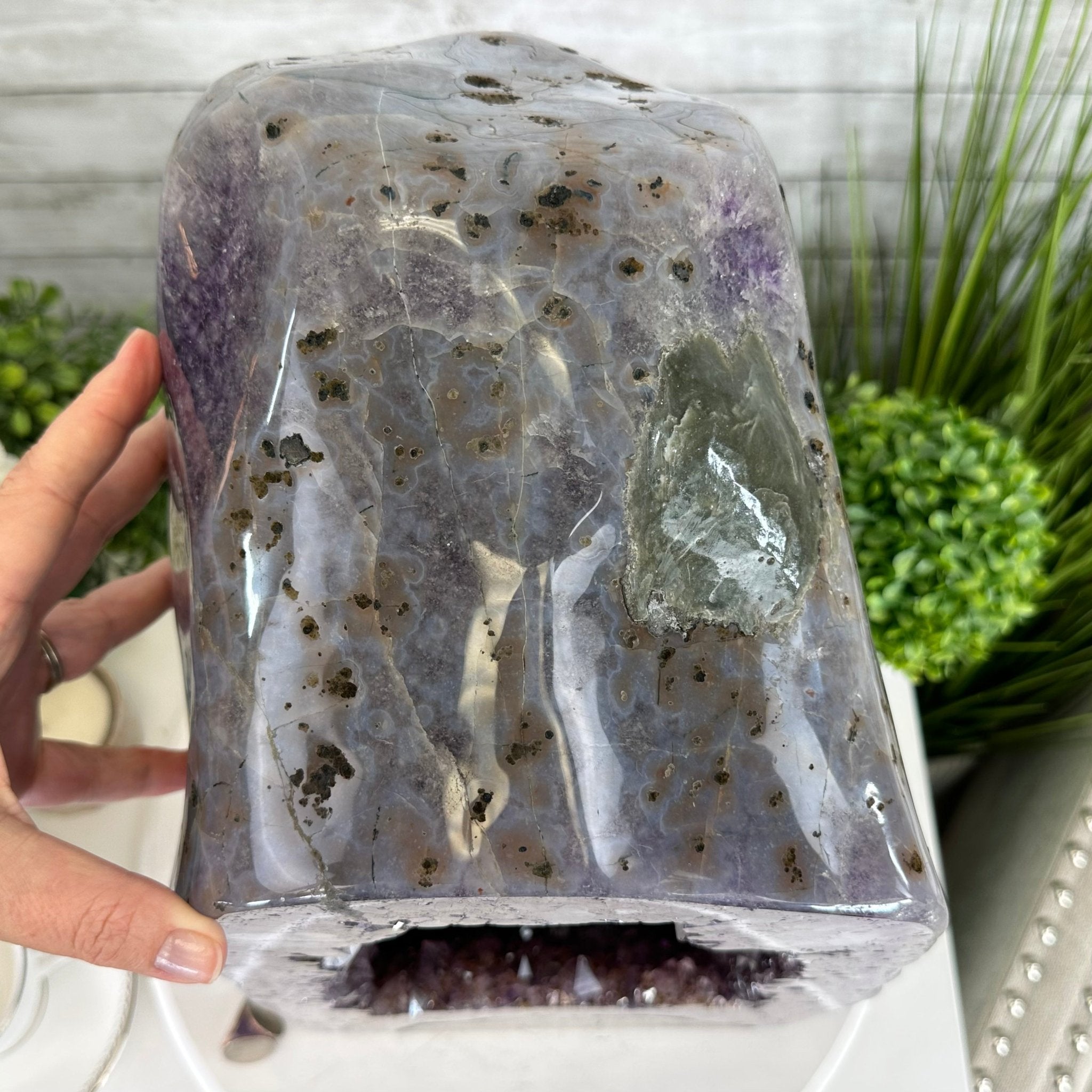 Extra Plus Quality Polished Brazilian Amethyst Cathedral, 53.7 lbs & 15" tall Model #5602-0159 by Brazil Gems - Brazil GemsBrazil GemsExtra Plus Quality Polished Brazilian Amethyst Cathedral, 53.7 lbs & 15" tall Model #5602-0159 by Brazil GemsPolished Cathedrals5602-0159