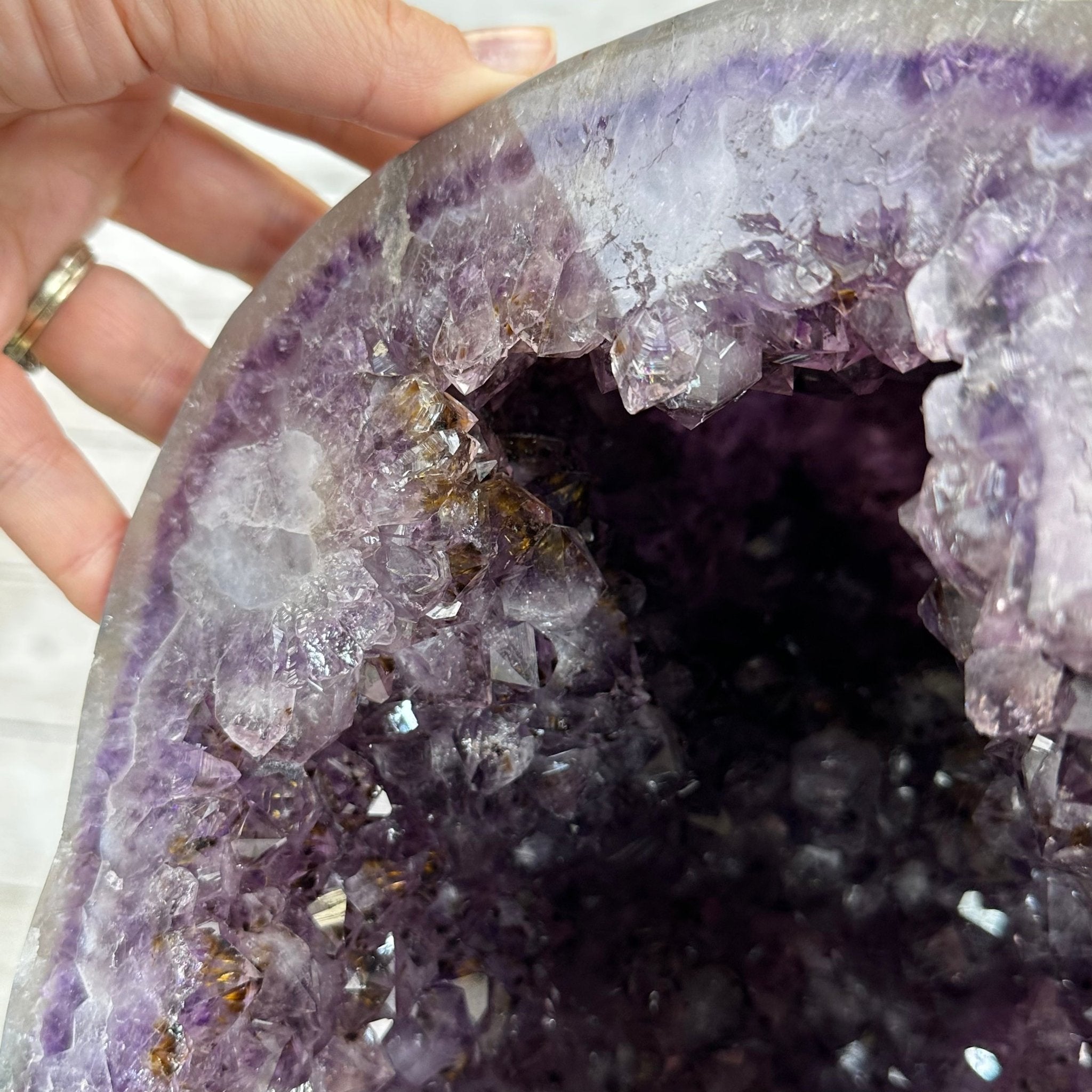 Extra Plus Quality Polished Brazilian Amethyst Cathedral, 53.7 lbs & 15" tall Model #5602-0159 by Brazil Gems - Brazil GemsBrazil GemsExtra Plus Quality Polished Brazilian Amethyst Cathedral, 53.7 lbs & 15" tall Model #5602-0159 by Brazil GemsPolished Cathedrals5602-0159