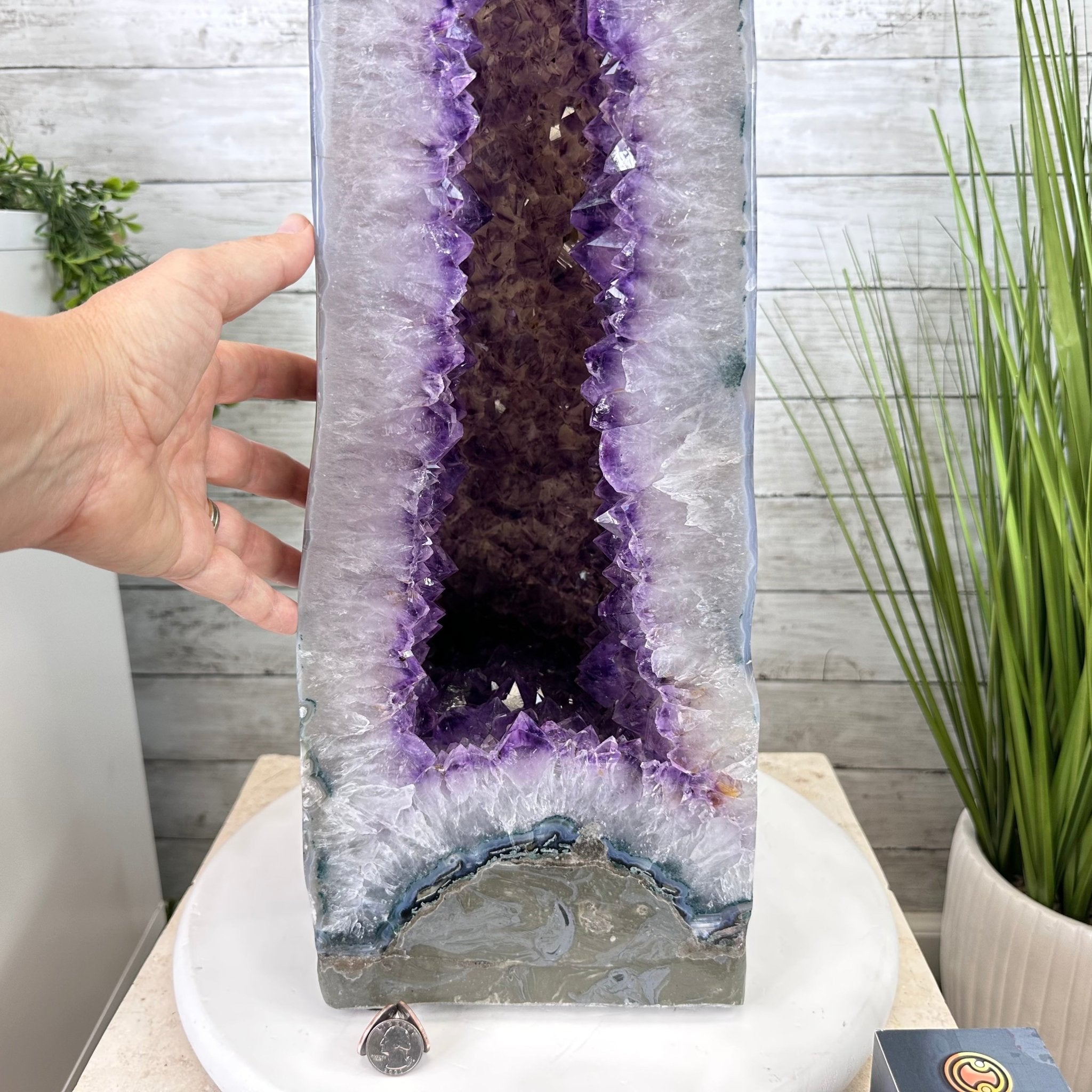Extra Plus Quality Polished Brazilian Amethyst Cathedral, 69.6 lbs & 27.3" tall Model #5602-0120 by Brazil Gems - Brazil GemsBrazil GemsExtra Plus Quality Polished Brazilian Amethyst Cathedral, 69.6 lbs & 27.3" tall Model #5602-0120 by Brazil GemsPolished Cathedrals5602-0120