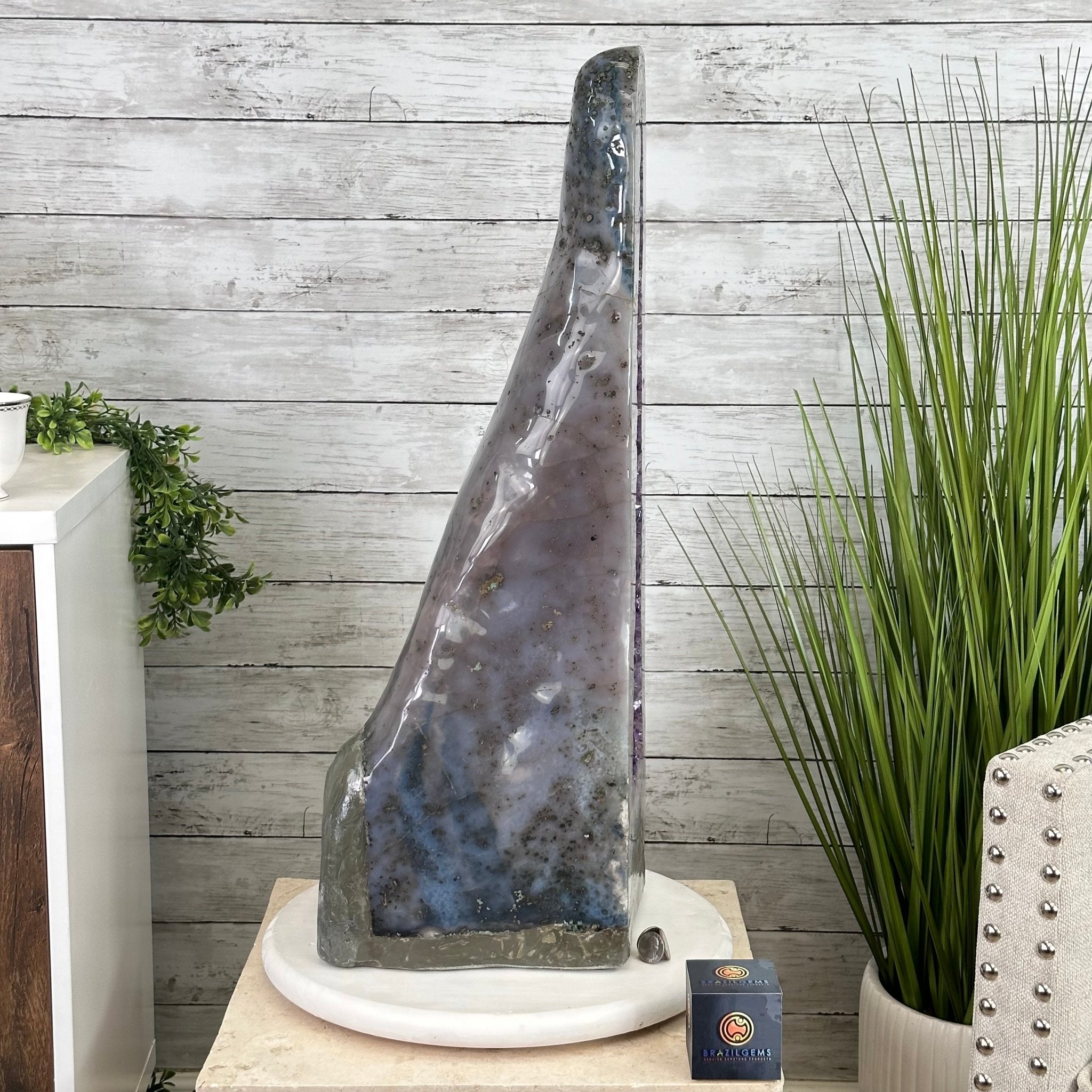 Extra Plus Quality Polished Brazilian Amethyst Cathedral, 69.6 lbs & 27.3" tall Model #5602-0120 by Brazil Gems - Brazil GemsBrazil GemsExtra Plus Quality Polished Brazilian Amethyst Cathedral, 69.6 lbs & 27.3" tall Model #5602-0120 by Brazil GemsPolished Cathedrals5602-0120