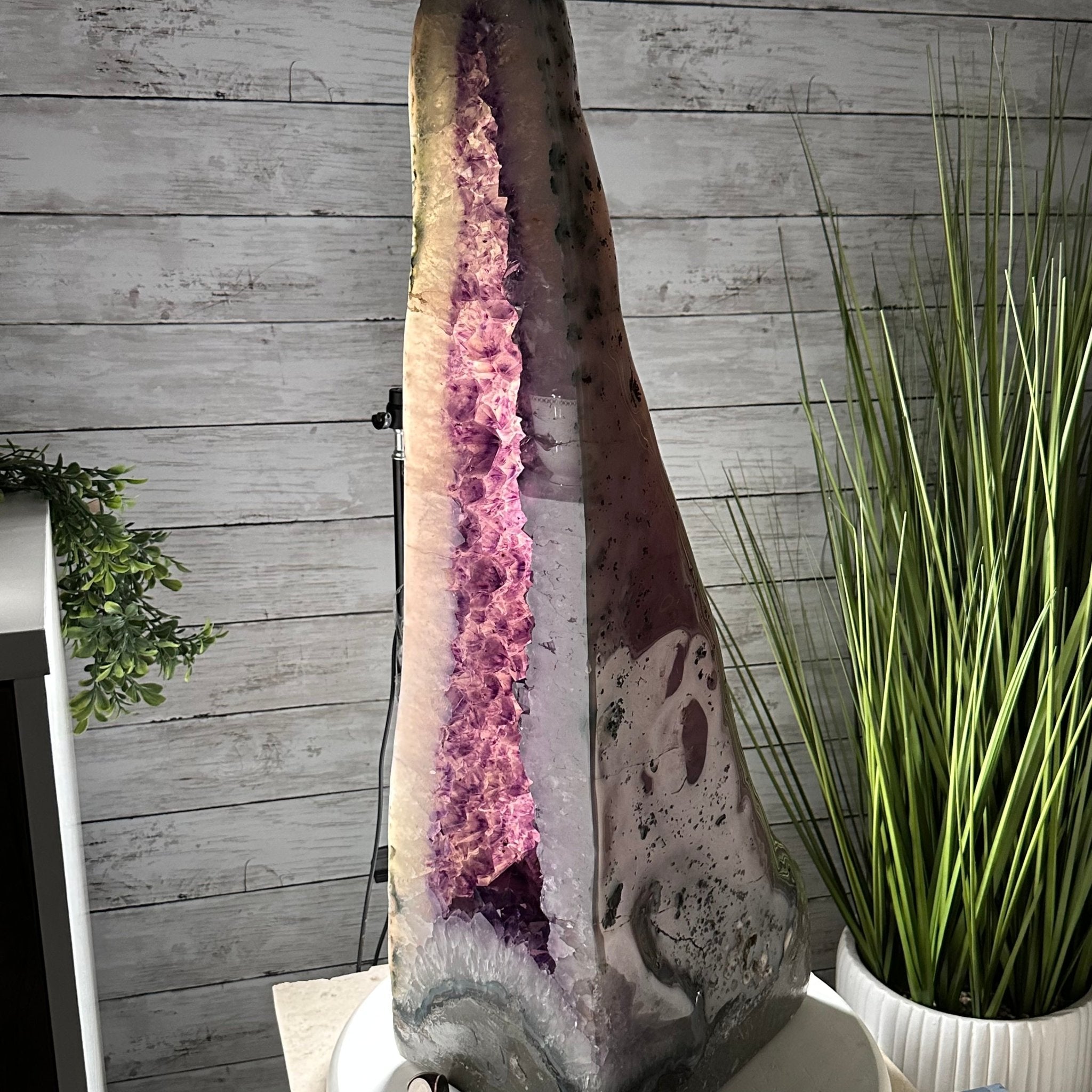 Extra Plus Quality Polished Brazilian Amethyst Cathedral, 69.6 lbs & 27.3" tall Model #5602-0120 by Brazil Gems - Brazil GemsBrazil GemsExtra Plus Quality Polished Brazilian Amethyst Cathedral, 69.6 lbs & 27.3" tall Model #5602-0120 by Brazil GemsPolished Cathedrals5602-0120