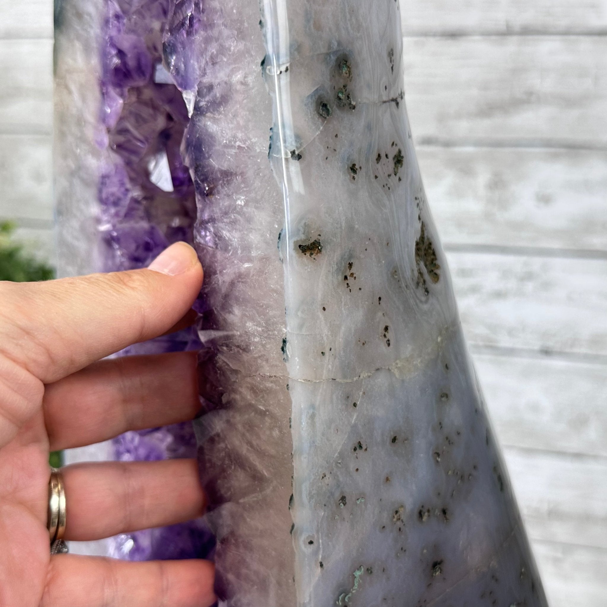 Extra Plus Quality Polished Brazilian Amethyst Cathedral, 69.6 lbs & 27.3" tall Model #5602-0120 by Brazil Gems - Brazil GemsBrazil GemsExtra Plus Quality Polished Brazilian Amethyst Cathedral, 69.6 lbs & 27.3" tall Model #5602-0120 by Brazil GemsPolished Cathedrals5602-0120