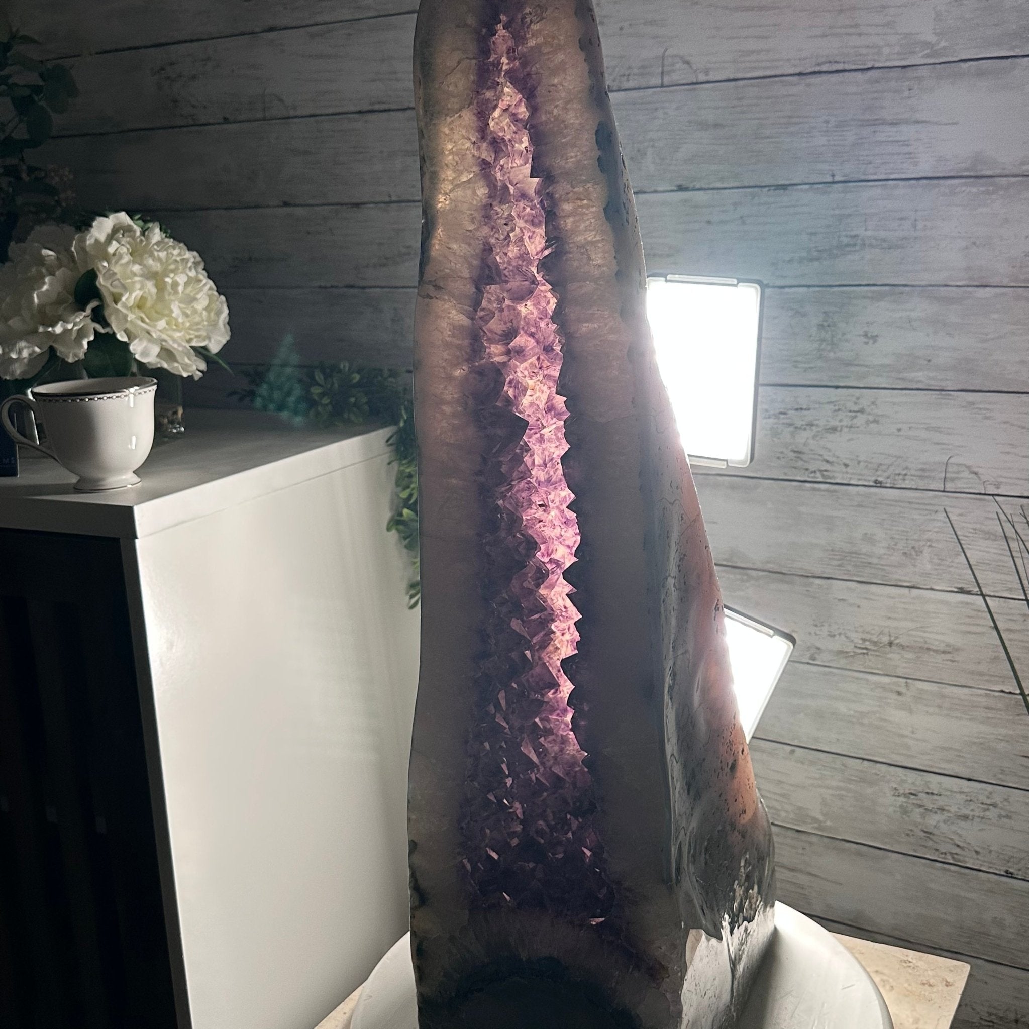 Extra Plus Quality Polished Brazilian Amethyst Cathedral, 69.6 lbs & 27.3" tall Model #5602-0120 by Brazil Gems - Brazil GemsBrazil GemsExtra Plus Quality Polished Brazilian Amethyst Cathedral, 69.6 lbs & 27.3" tall Model #5602-0120 by Brazil GemsPolished Cathedrals5602-0120
