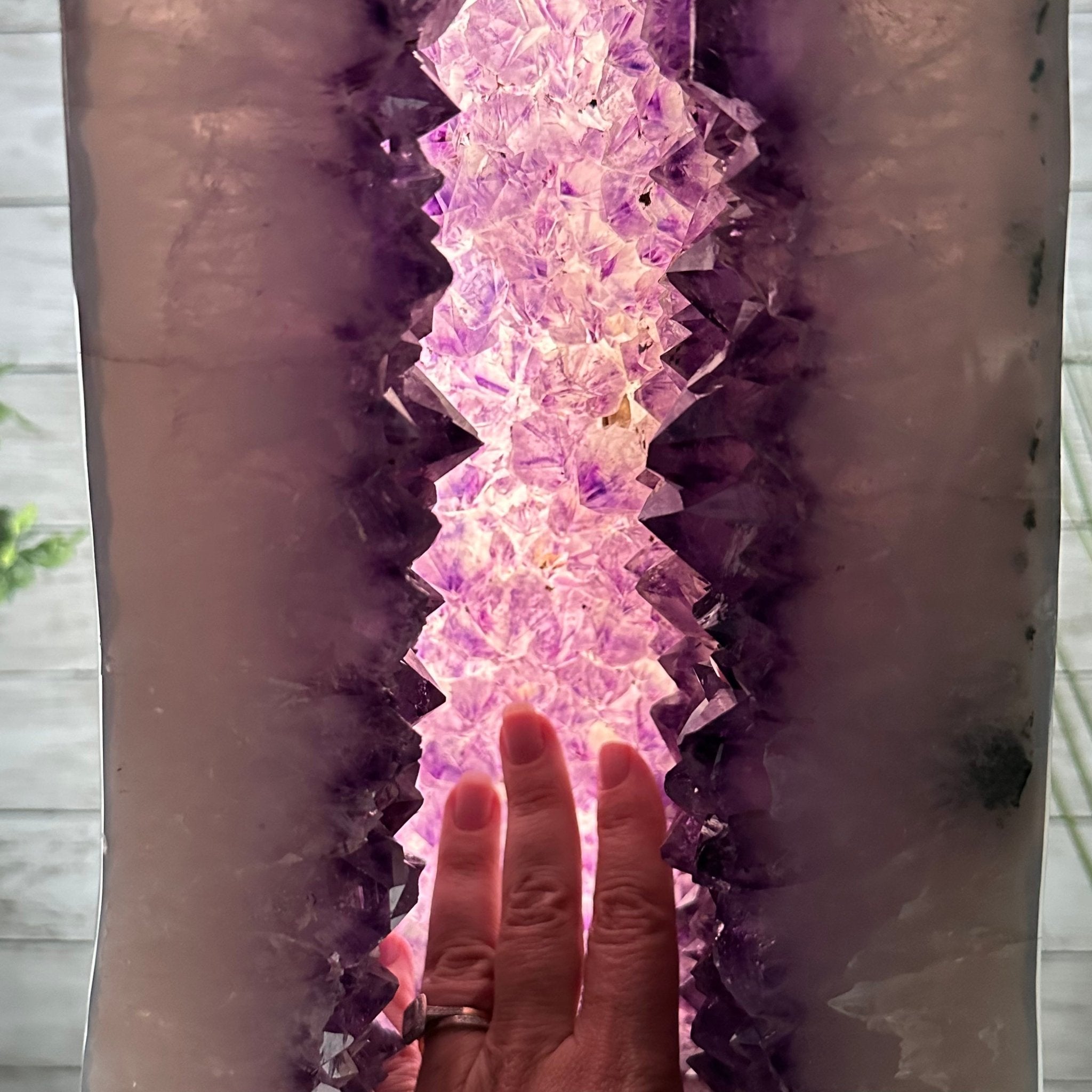 Extra Plus Quality Polished Brazilian Amethyst Cathedral, 69.6 lbs & 27.3" tall Model #5602-0120 by Brazil Gems - Brazil GemsBrazil GemsExtra Plus Quality Polished Brazilian Amethyst Cathedral, 69.6 lbs & 27.3" tall Model #5602-0120 by Brazil GemsPolished Cathedrals5602-0120