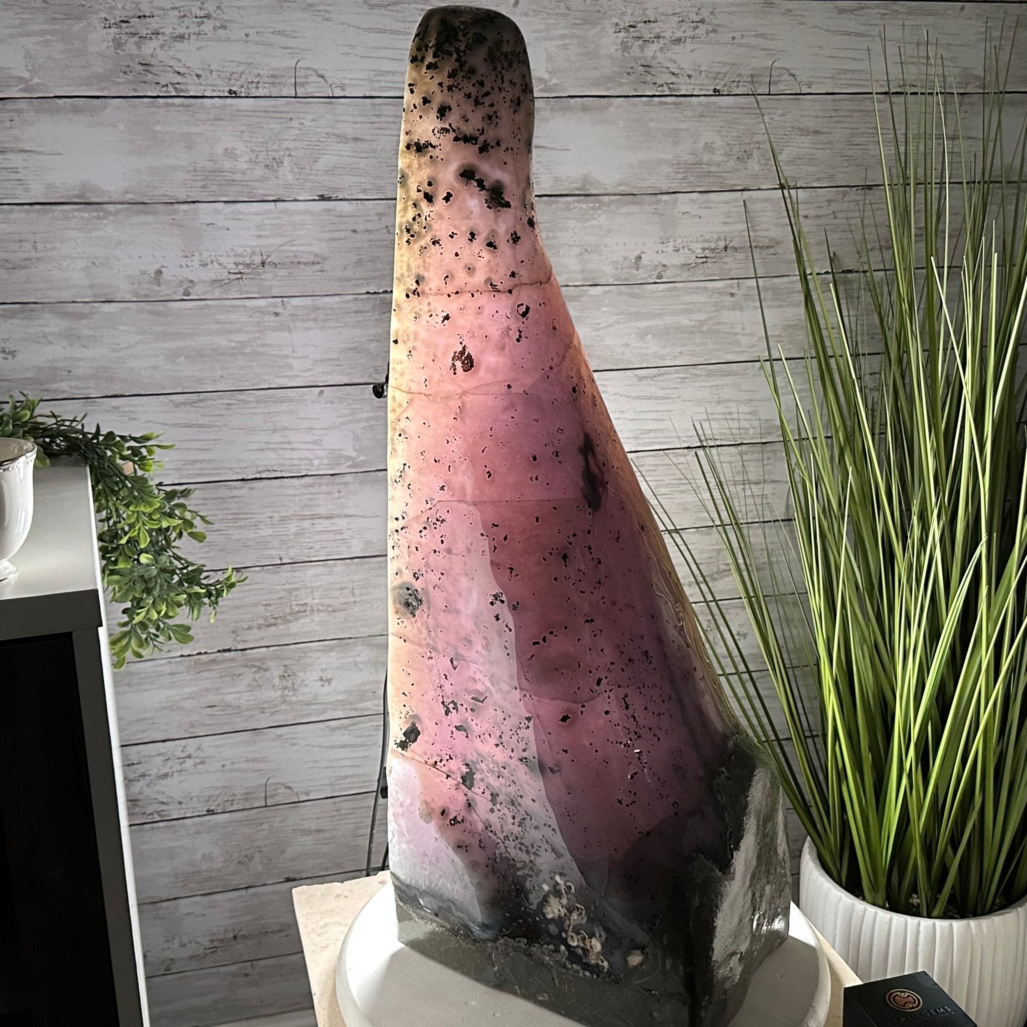 Extra Plus Quality Polished Brazilian Amethyst Cathedral, 69.6 lbs & 27.3" tall Model #5602-0120 by Brazil Gems - Brazil GemsBrazil GemsExtra Plus Quality Polished Brazilian Amethyst Cathedral, 69.6 lbs & 27.3" tall Model #5602-0120 by Brazil GemsPolished Cathedrals5602-0120