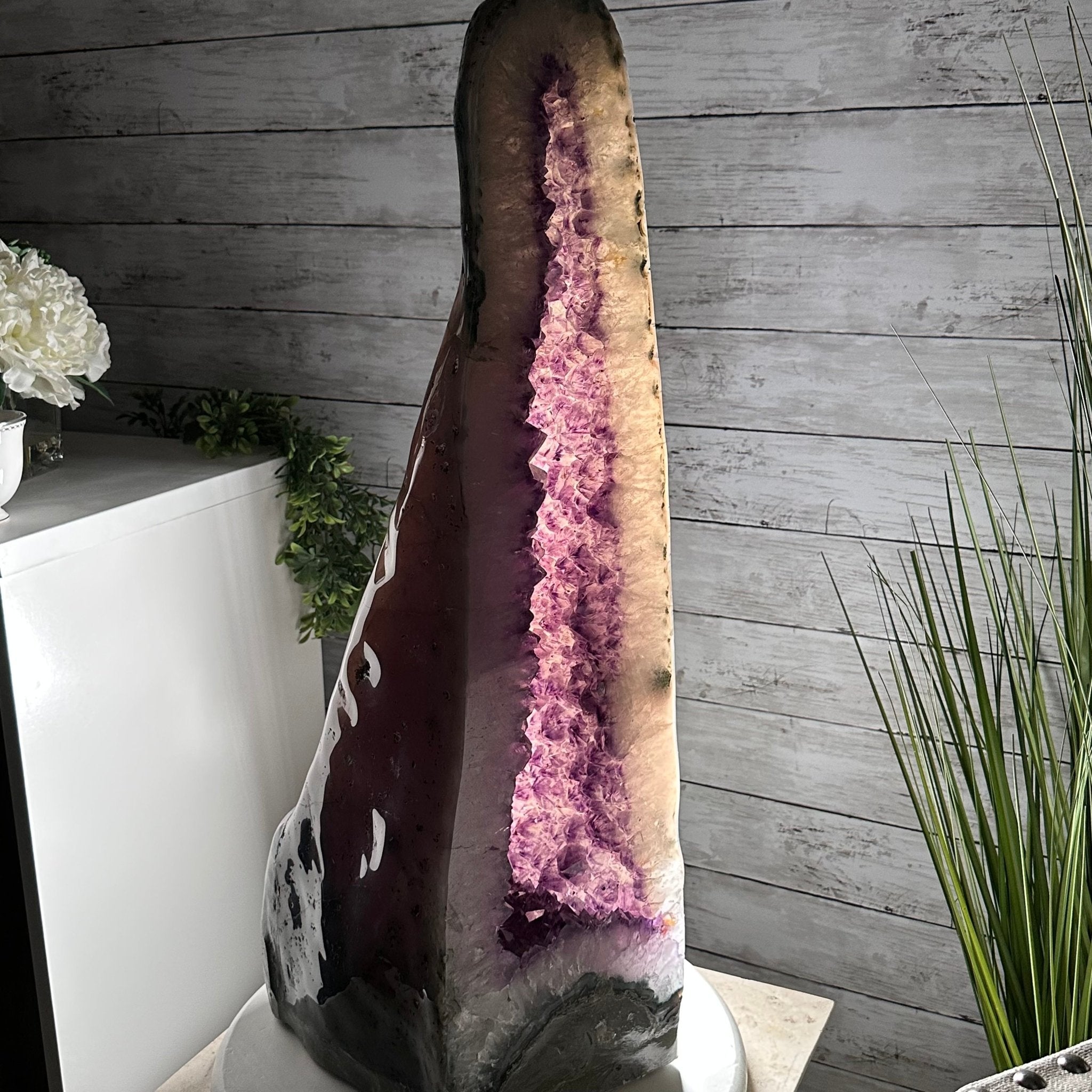 Extra Plus Quality Polished Brazilian Amethyst Cathedral, 69.6 lbs & 27.3" tall Model #5602-0120 by Brazil Gems - Brazil GemsBrazil GemsExtra Plus Quality Polished Brazilian Amethyst Cathedral, 69.6 lbs & 27.3" tall Model #5602-0120 by Brazil GemsPolished Cathedrals5602-0120