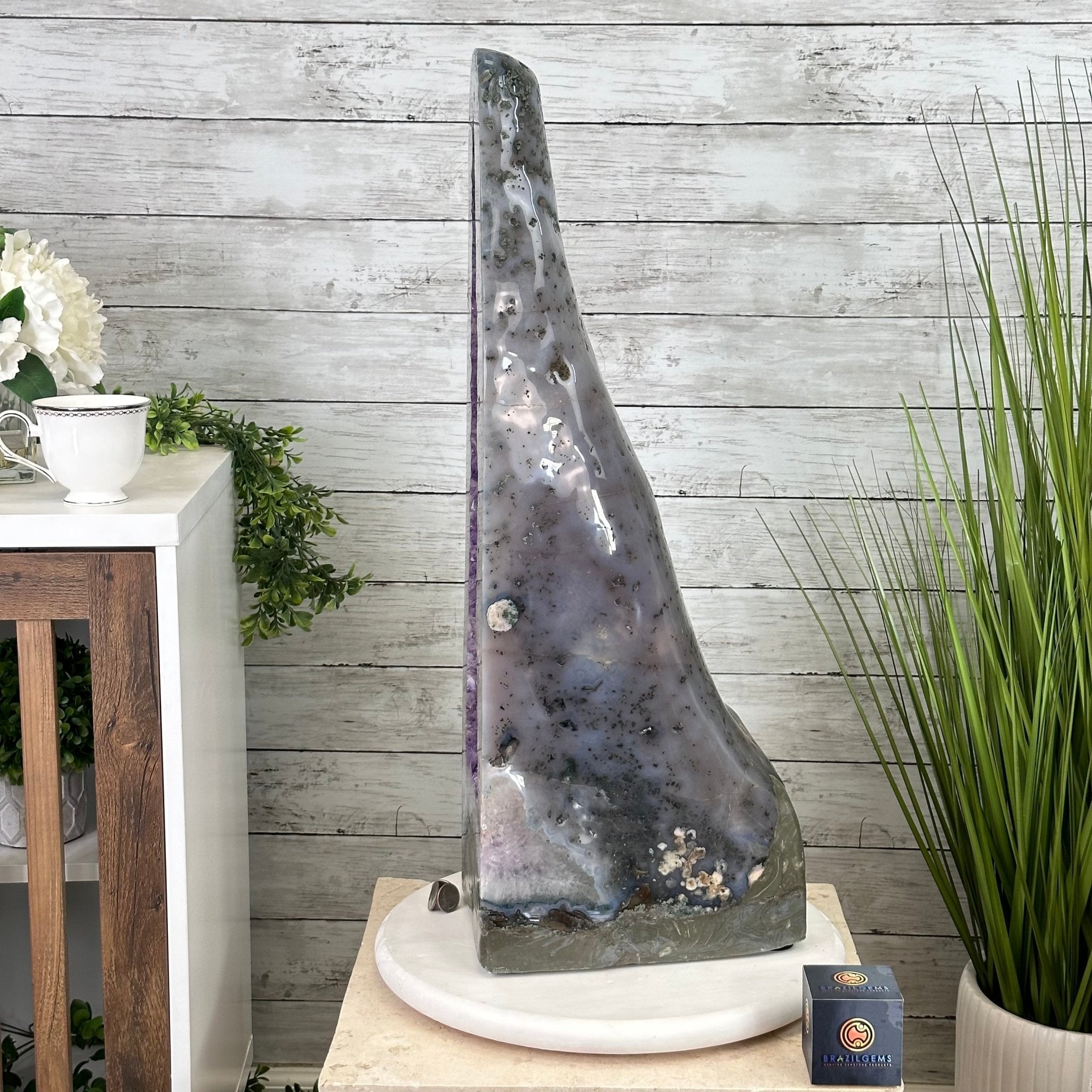 Extra Plus Quality Polished Brazilian Amethyst Cathedral, 69.6 lbs & 27.3" tall Model #5602-0120 by Brazil Gems - Brazil GemsBrazil GemsExtra Plus Quality Polished Brazilian Amethyst Cathedral, 69.6 lbs & 27.3" tall Model #5602-0120 by Brazil GemsPolished Cathedrals5602-0120