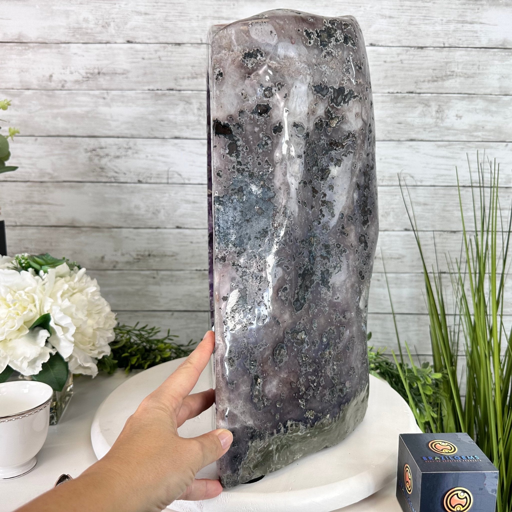 Extra Plus Quality Polished Brazilian Amethyst Cathedral, 78.9 lbs & 18.25" tall Model #5602-0179 by Brazil Gems - Brazil GemsBrazil GemsExtra Plus Quality Polished Brazilian Amethyst Cathedral, 78.9 lbs & 18.25" tall Model #5602-0179 by Brazil GemsPolished Cathedrals5602-0179