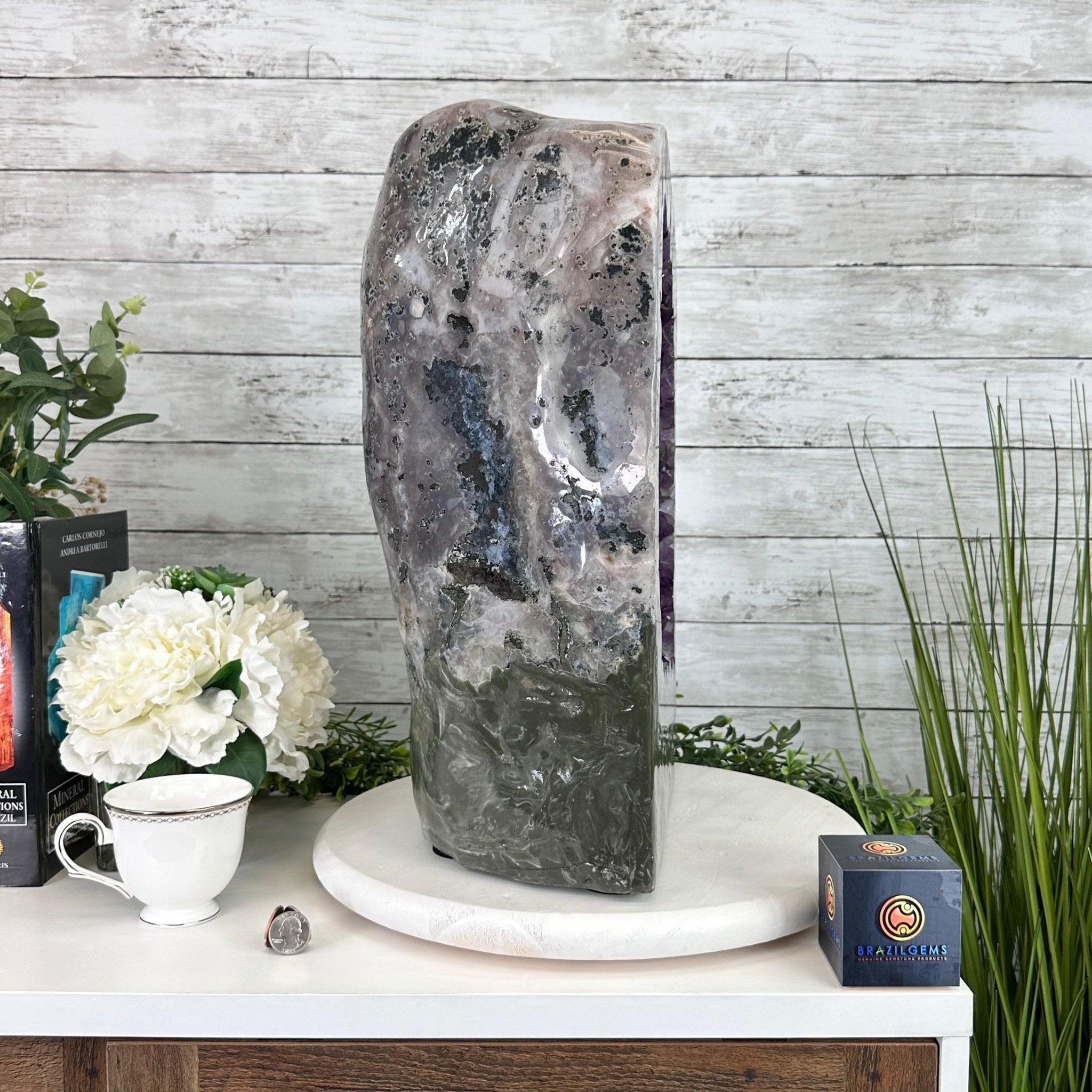 Extra Plus Quality Polished Brazilian Amethyst Cathedral, 78.9 lbs & 18.25" tall Model #5602-0179 by Brazil Gems - Brazil GemsBrazil GemsExtra Plus Quality Polished Brazilian Amethyst Cathedral, 78.9 lbs & 18.25" tall Model #5602-0179 by Brazil GemsPolished Cathedrals5602-0179