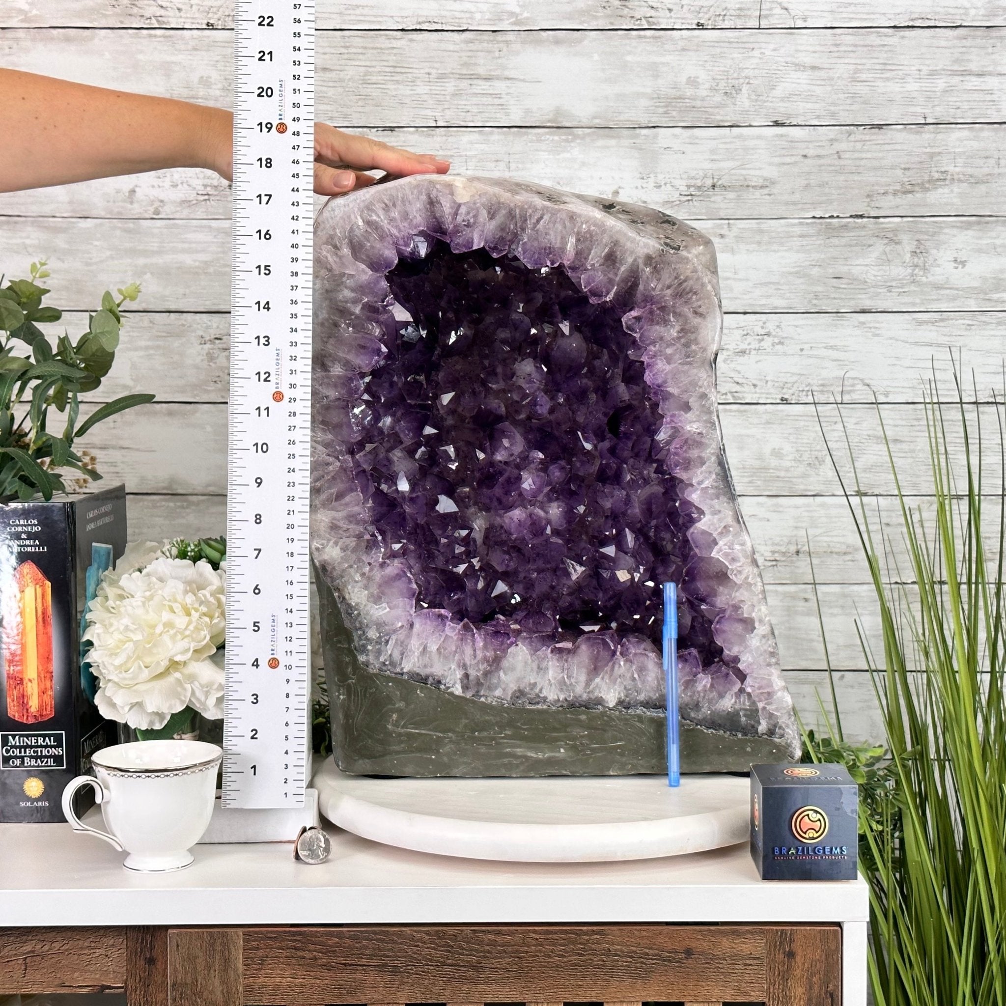 Extra Plus Quality Polished Brazilian Amethyst Cathedral, 78.9 lbs & 18.25" tall Model #5602-0179 by Brazil Gems - Brazil GemsBrazil GemsExtra Plus Quality Polished Brazilian Amethyst Cathedral, 78.9 lbs & 18.25" tall Model #5602-0179 by Brazil GemsPolished Cathedrals5602-0179