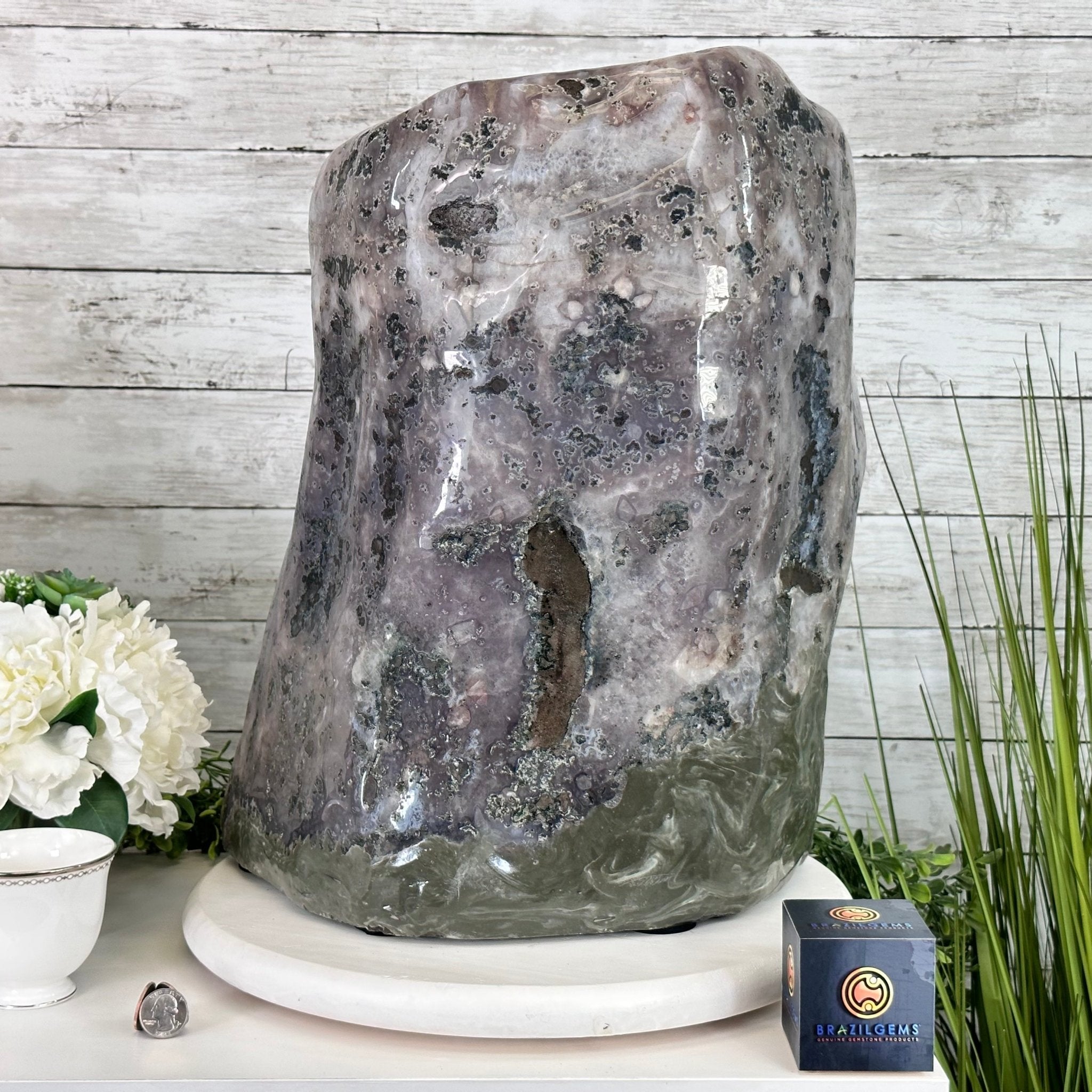 Extra Plus Quality Polished Brazilian Amethyst Cathedral, 78.9 lbs & 18.25" tall Model #5602-0179 by Brazil Gems - Brazil GemsBrazil GemsExtra Plus Quality Polished Brazilian Amethyst Cathedral, 78.9 lbs & 18.25" tall Model #5602-0179 by Brazil GemsPolished Cathedrals5602-0179